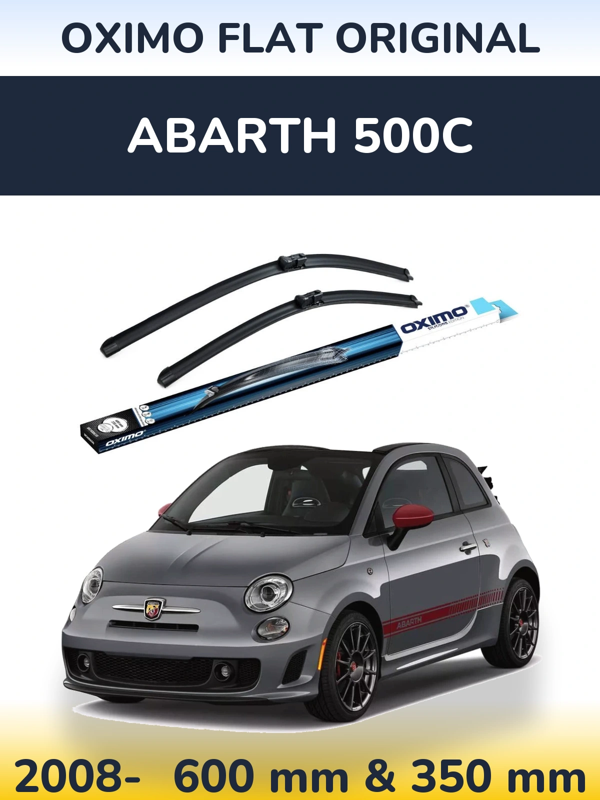 Комплект передних дворников Oximo Flat Original 600 & 350 мм для Abarth 500C 2008-2026