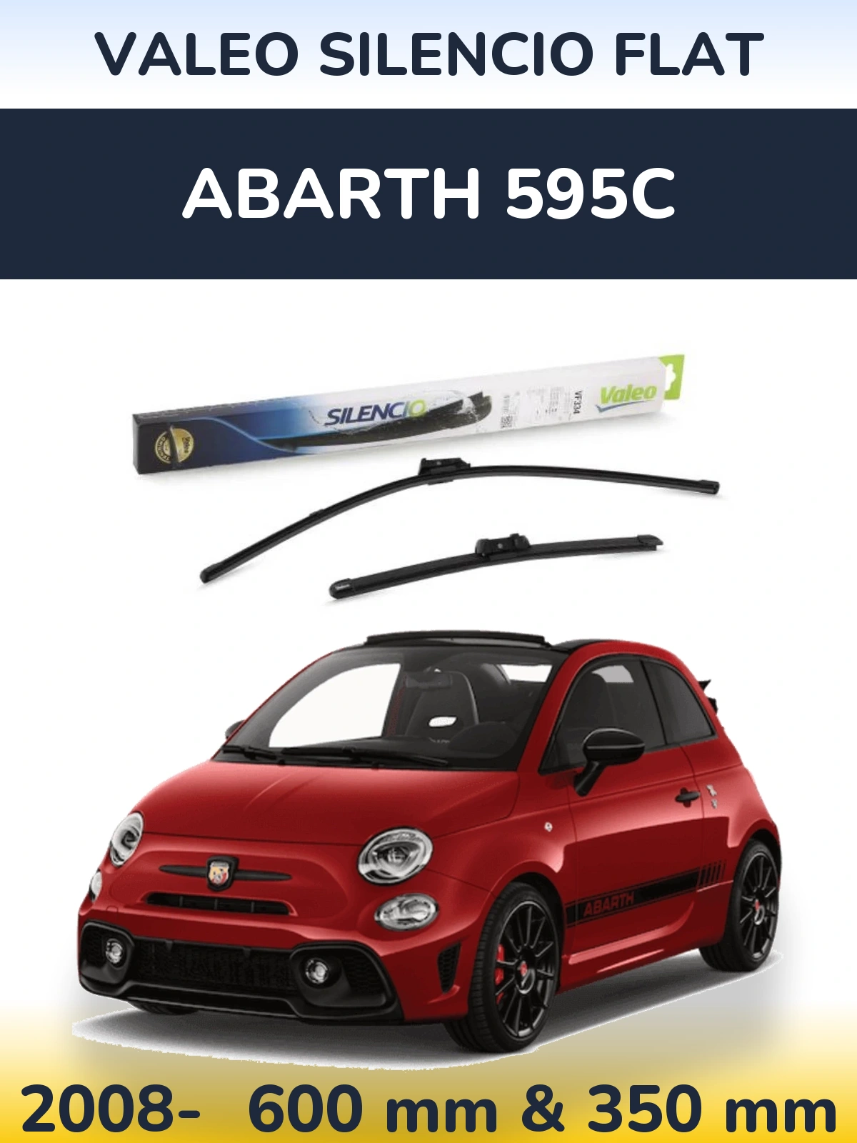 Комплект передних дворников Valeo Silencio Flat 600 & 350 мм для Abarth 595C 2008-2026