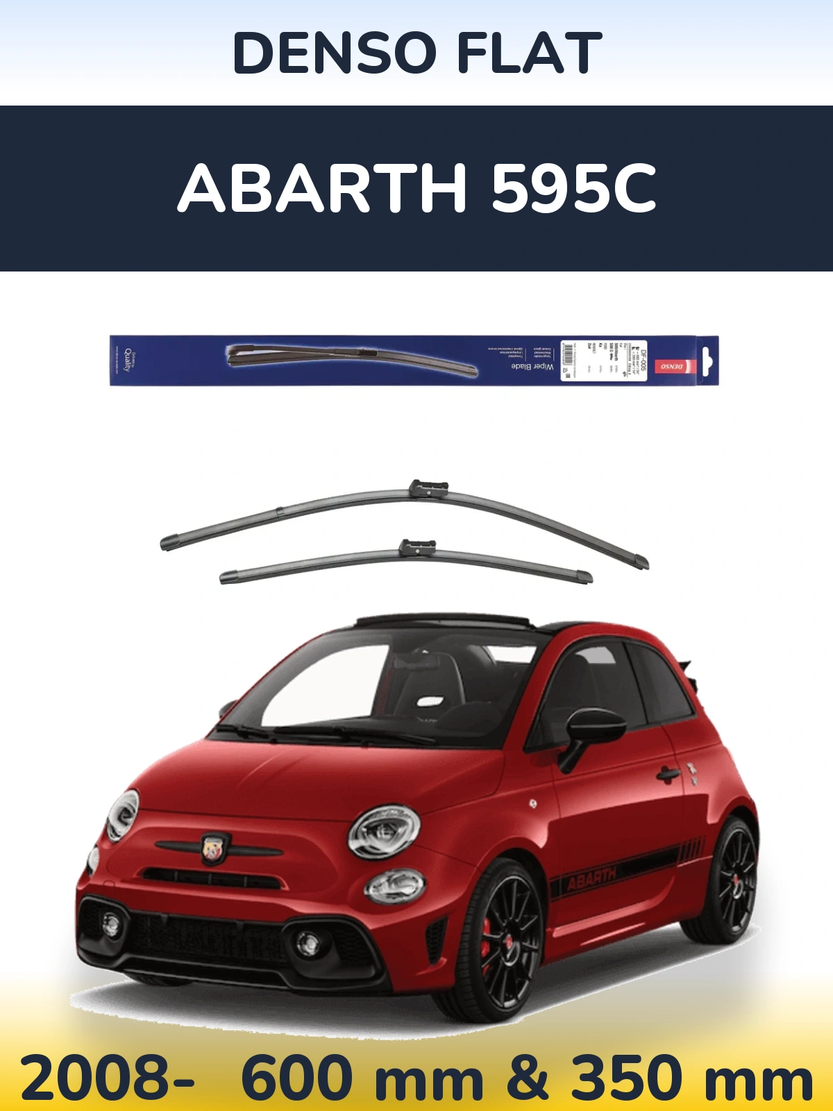 Комплект передних дворников Denso Flat 600 & 350 мм для Abarth 595C 2008-2026
