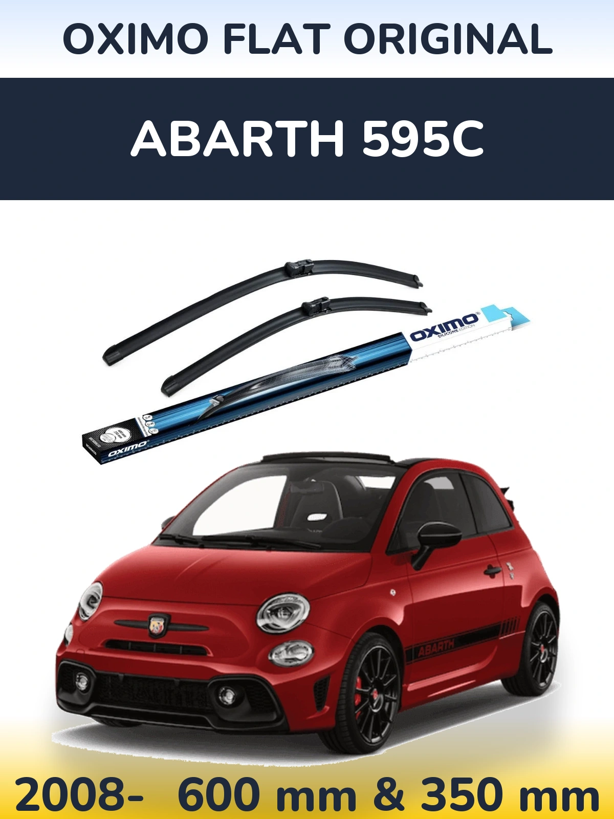 Front wiper blade set Oximo Flat Original 600 & 350 mm for Abarth 595C 2008-2026