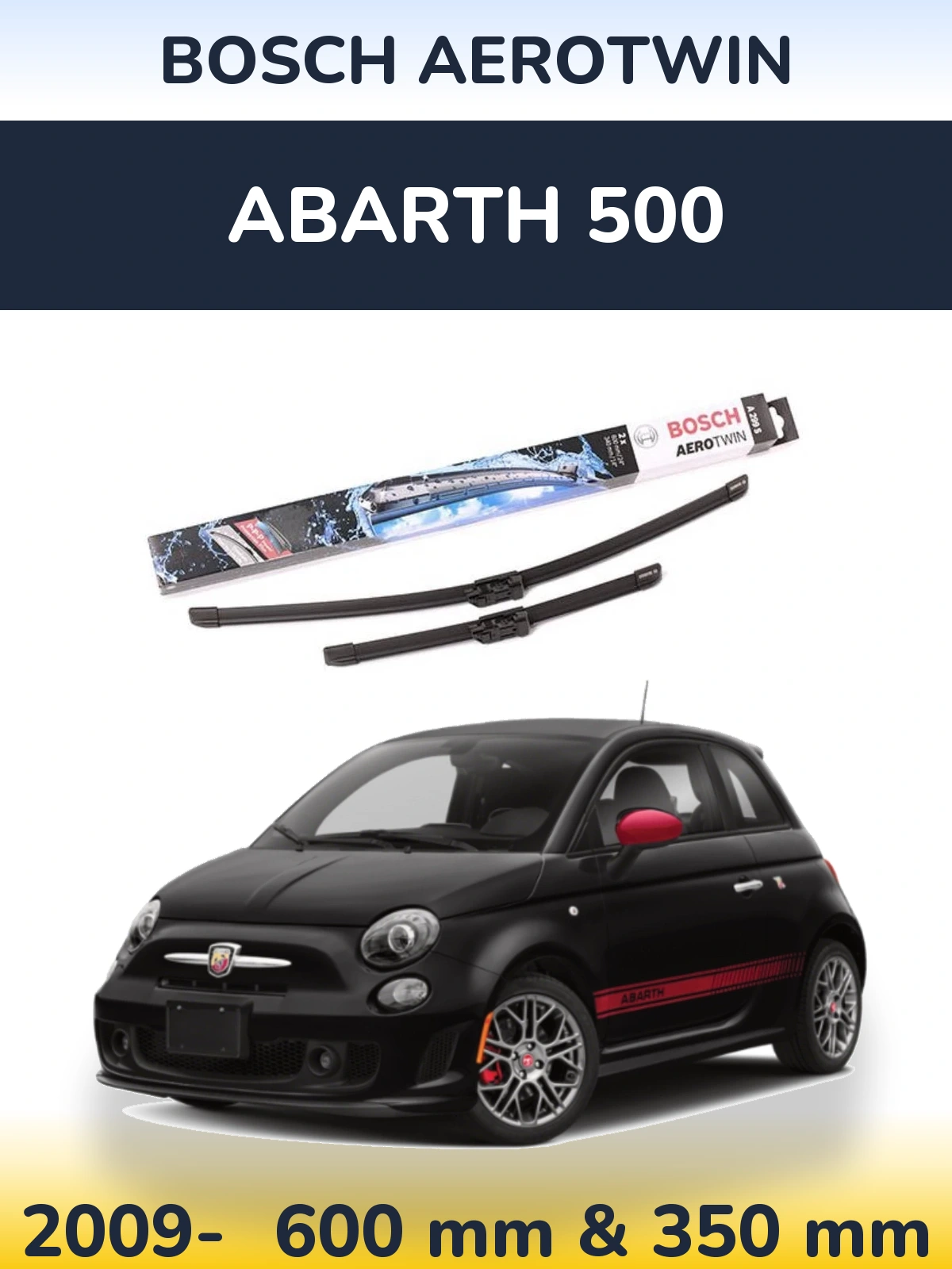 Комплект передніх щіток BOSCH AeroTwin 600 & 350 мм для Abarth 500 2009-2026
