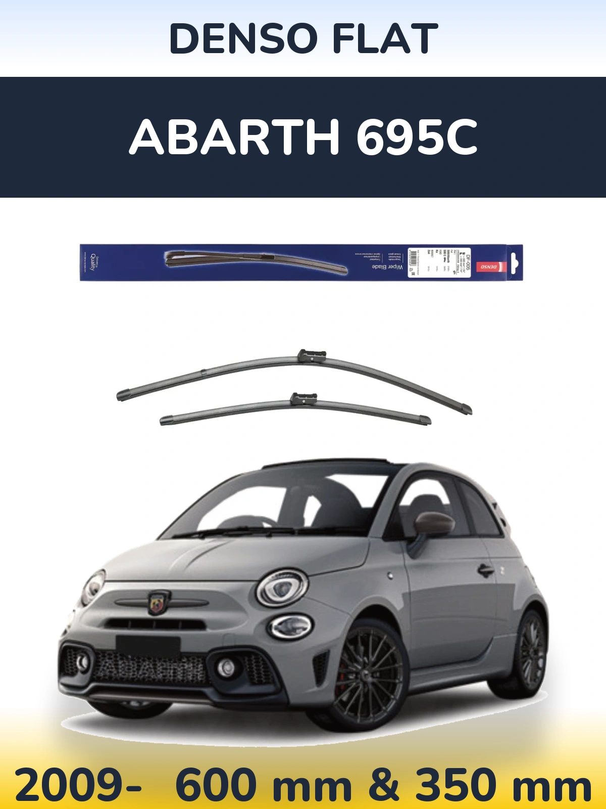 Комплект передніх щіток Denso Flat 600 & 350 мм для Abarth 695C 2009-2026