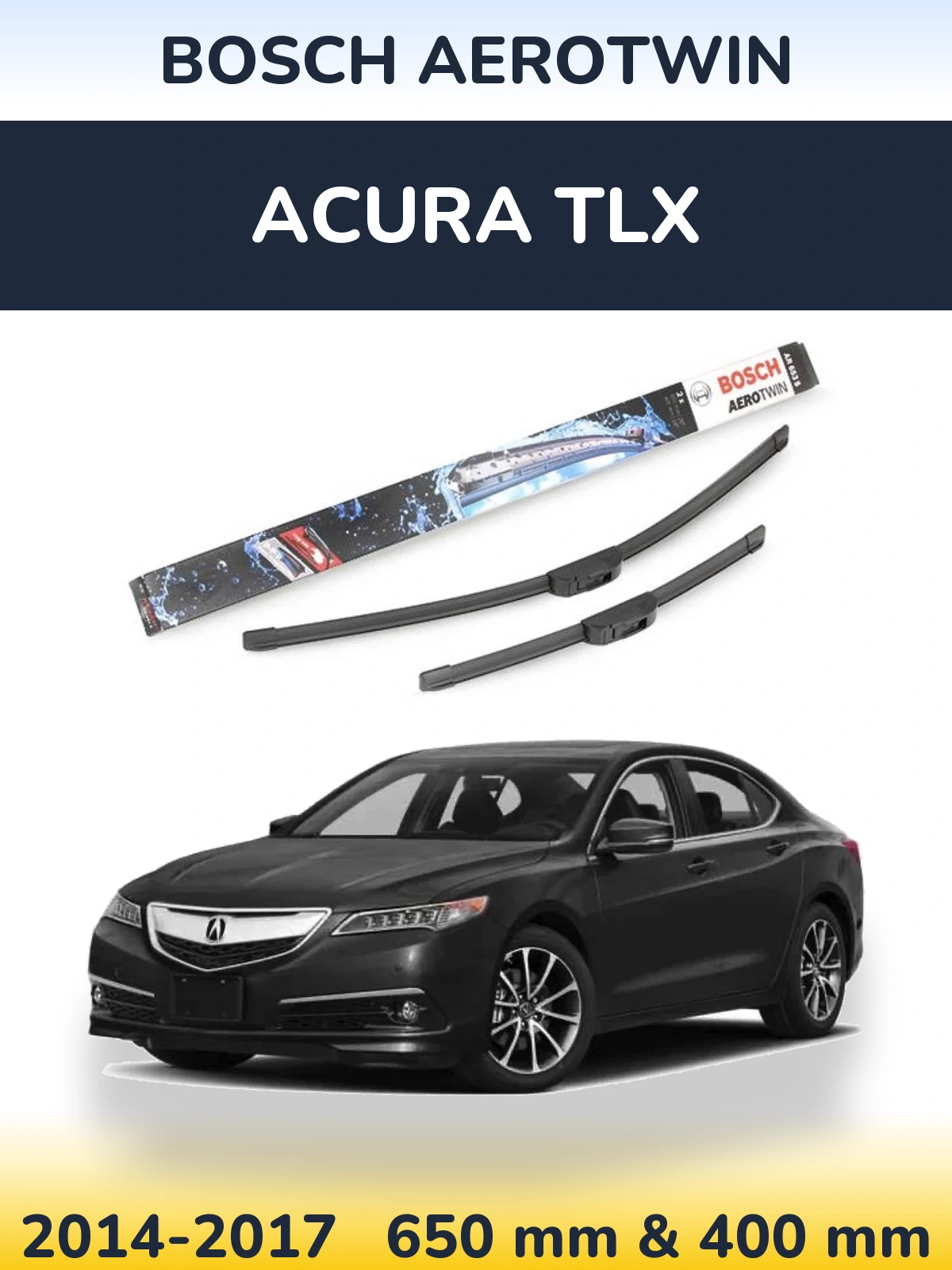 Комплект передних дворников BOSCH AeroTwin 650 & 400 мм для Acura TLX 2014-2017