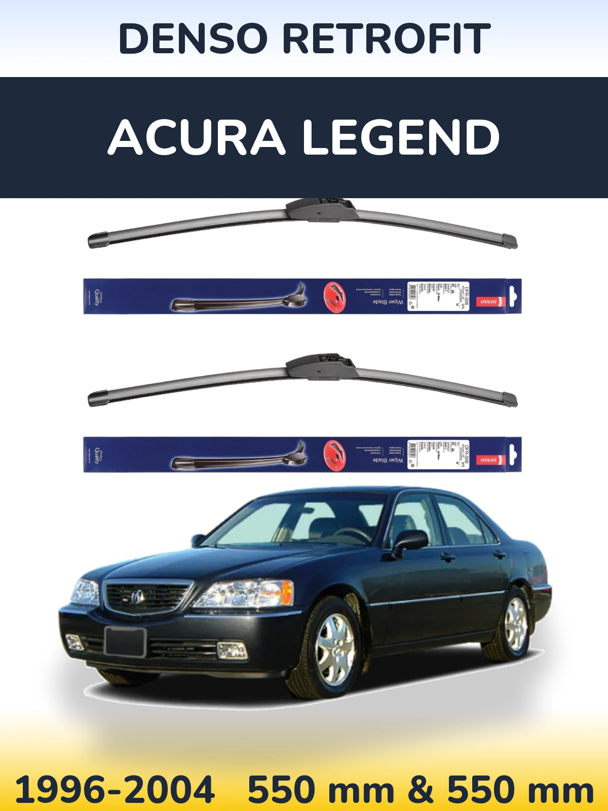 Front wiper blade set Denso Retrofit 550 & 550 mm for Acura Legend 1996-2004
