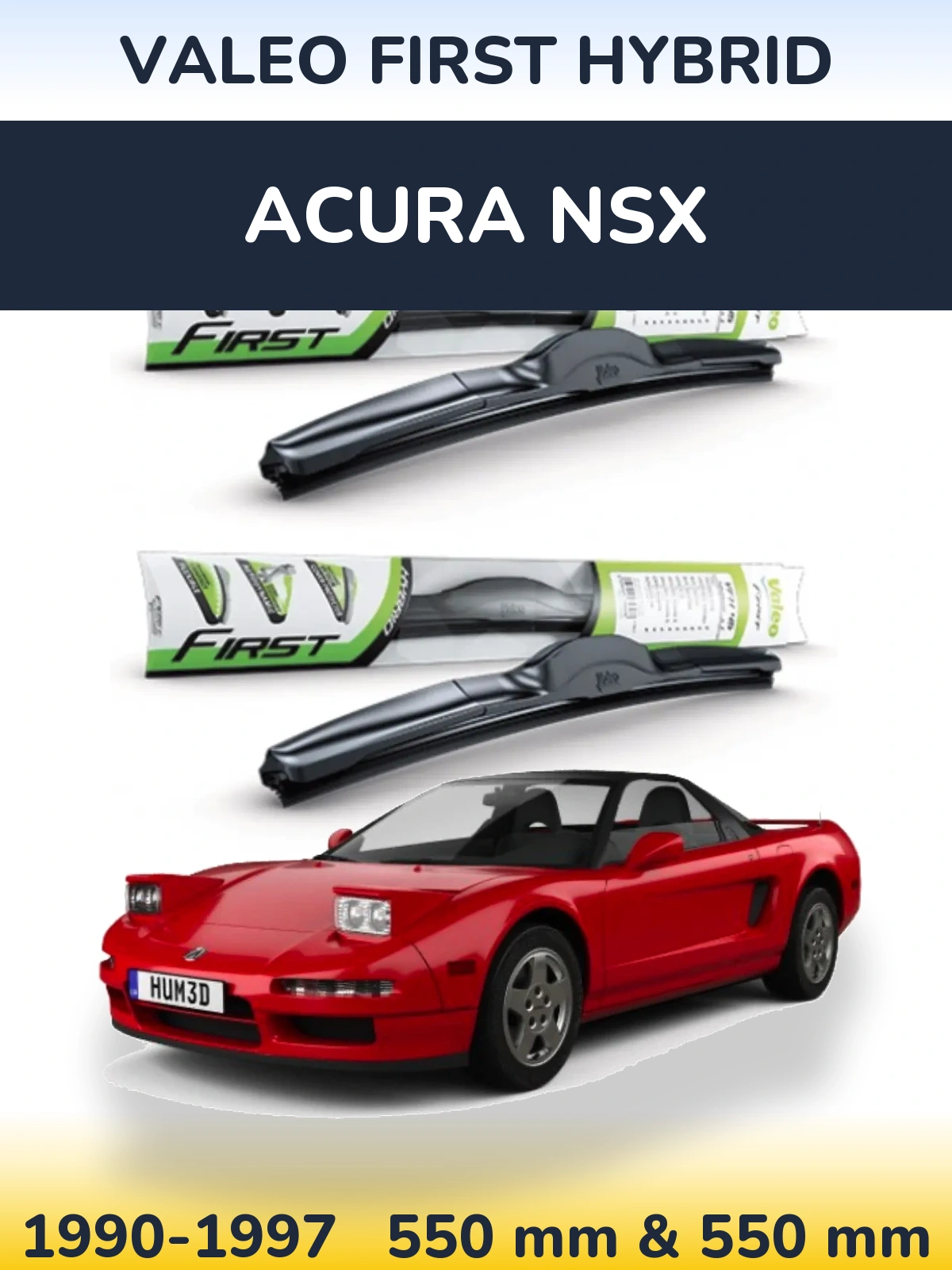 Комплект передніх щіток Valeo First Hybrid 550 & 550 мм для Acura NSX 1990-1997