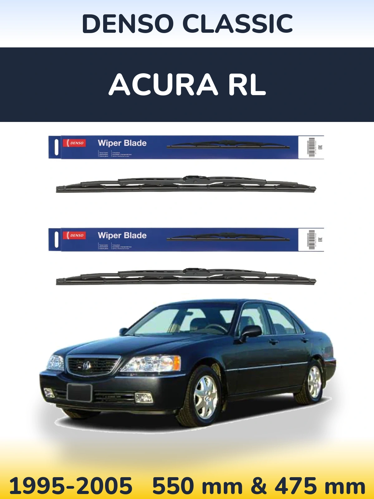 Комплект передних дворников Denso Classic 550 & 475 мм для Acura RL 1995-2005
