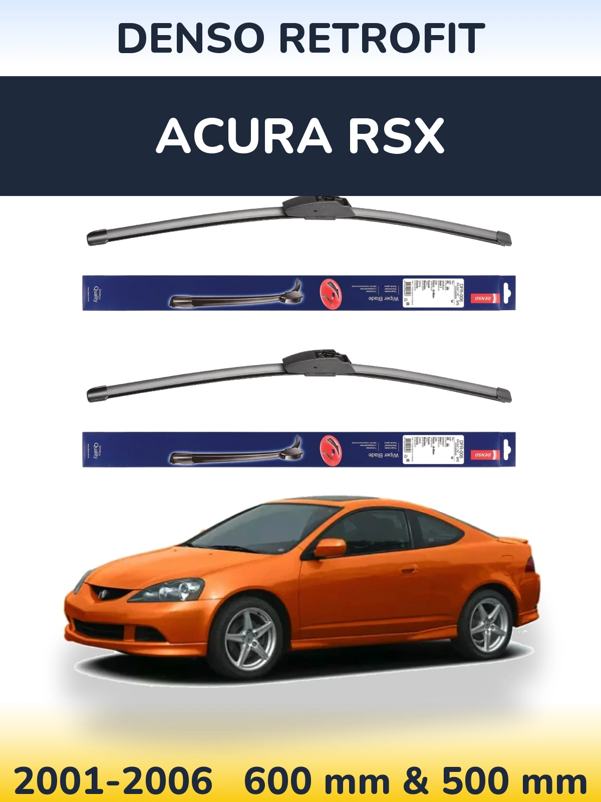 Комплект передних дворников Denso Retrofit 600 & 500 мм для Acura RSX 2001-2006