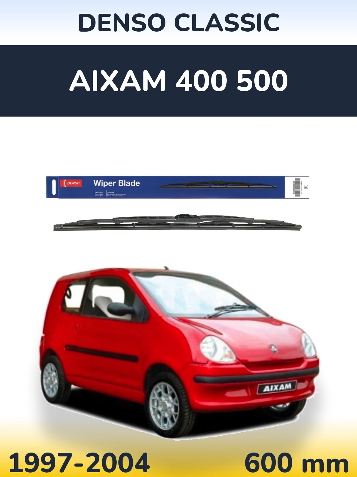 Front wiper blade Denso Classic 600 mm for Aixam 400 500 1997-2004