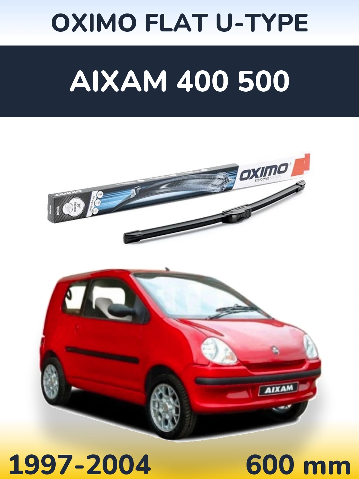 Front wiper blade Oximo Flat U-type 600 mm for Aixam 400 500 1997-2004