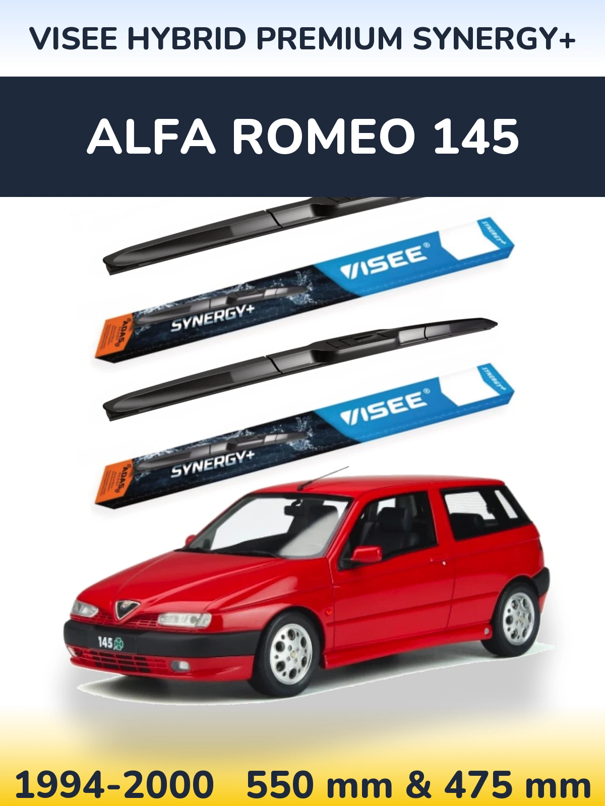Комплект передних дворников VISEE HYBRID PREMIUM SYNERGY+ 550 & 475 мм для Alfa Romeo 145 1994-2000