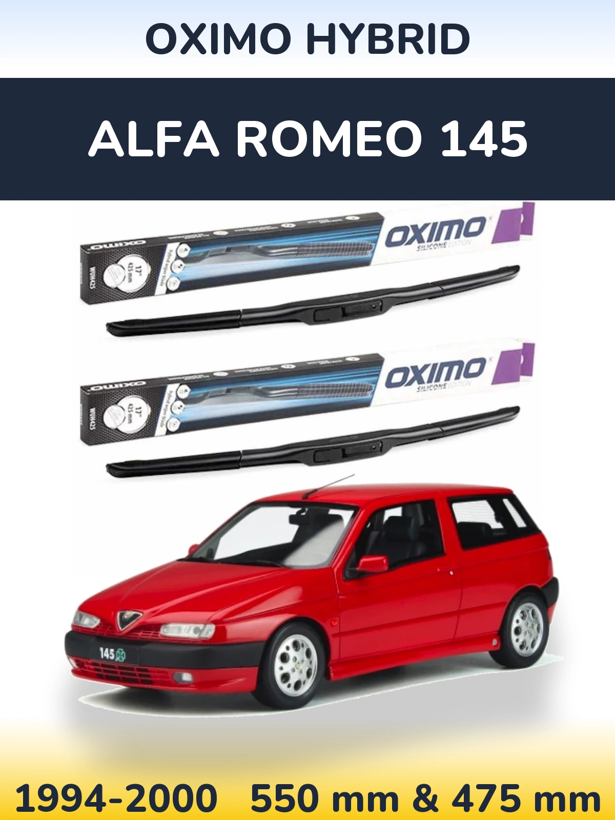 Front wiper blade set Oximo Hybrid 550 & 475 mm for Alfa Romeo 145 1994-2000