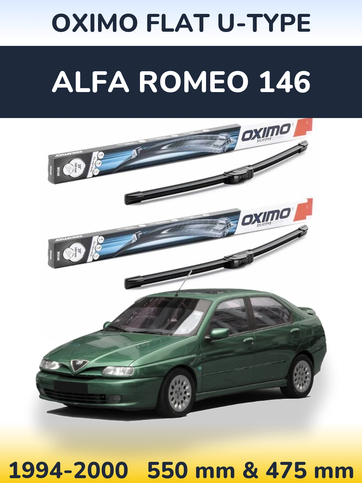 Комплект передних дворников Oximo Flat U-type 550 & 475 мм для Alfa Romeo 146 1994-2000