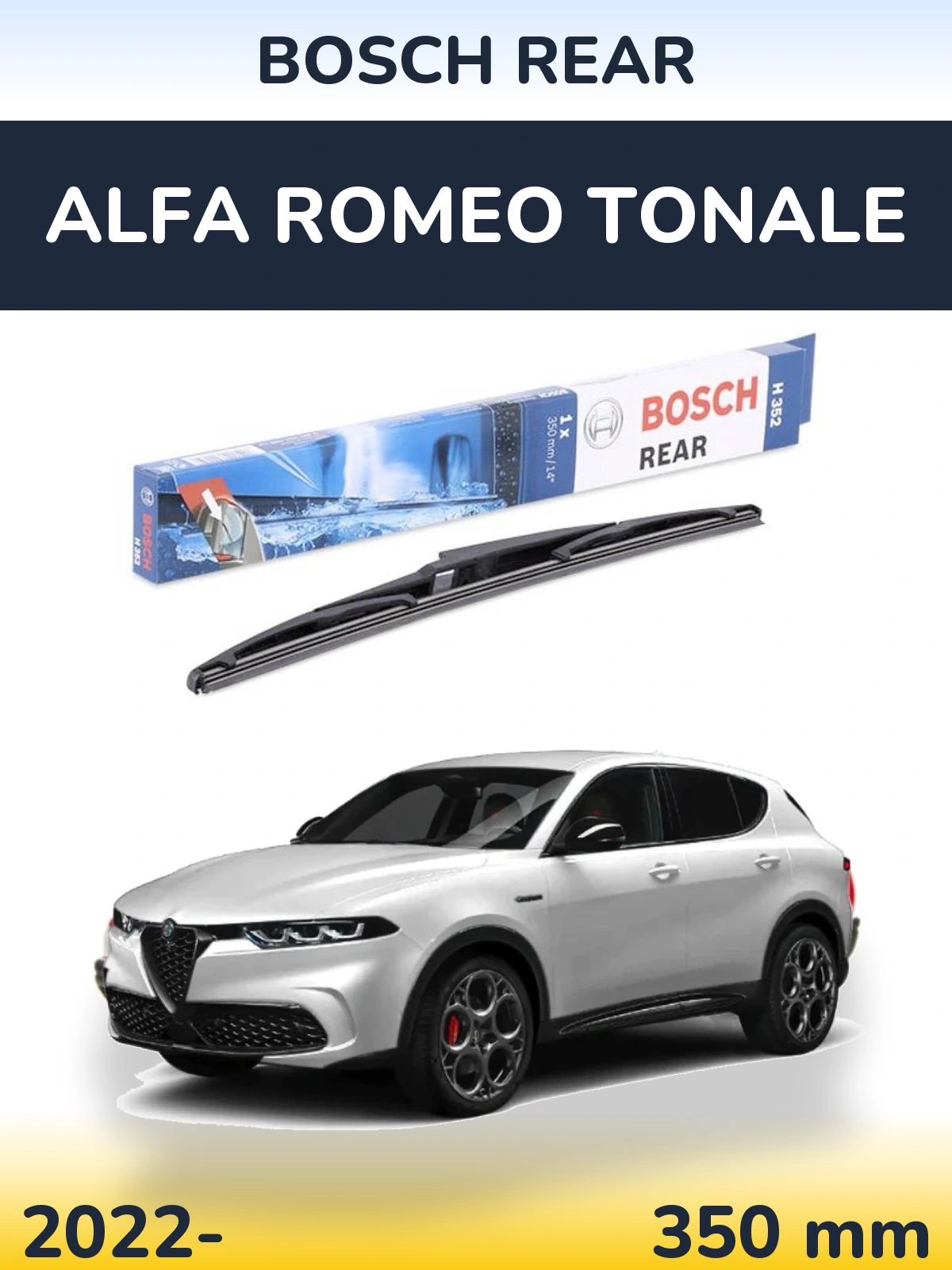 Rear wiper blade BOSCH Rear 350 mm for Alfa Romeo Tonale 2022-2026