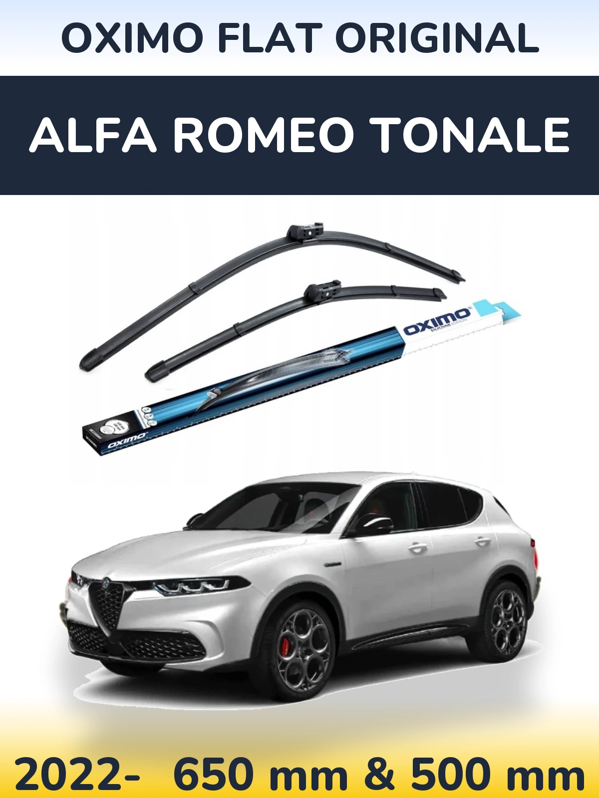 Front wiper blade set Oximo Flat Original 650 & 500 mm for Alfa Romeo Tonale 2022-2026
