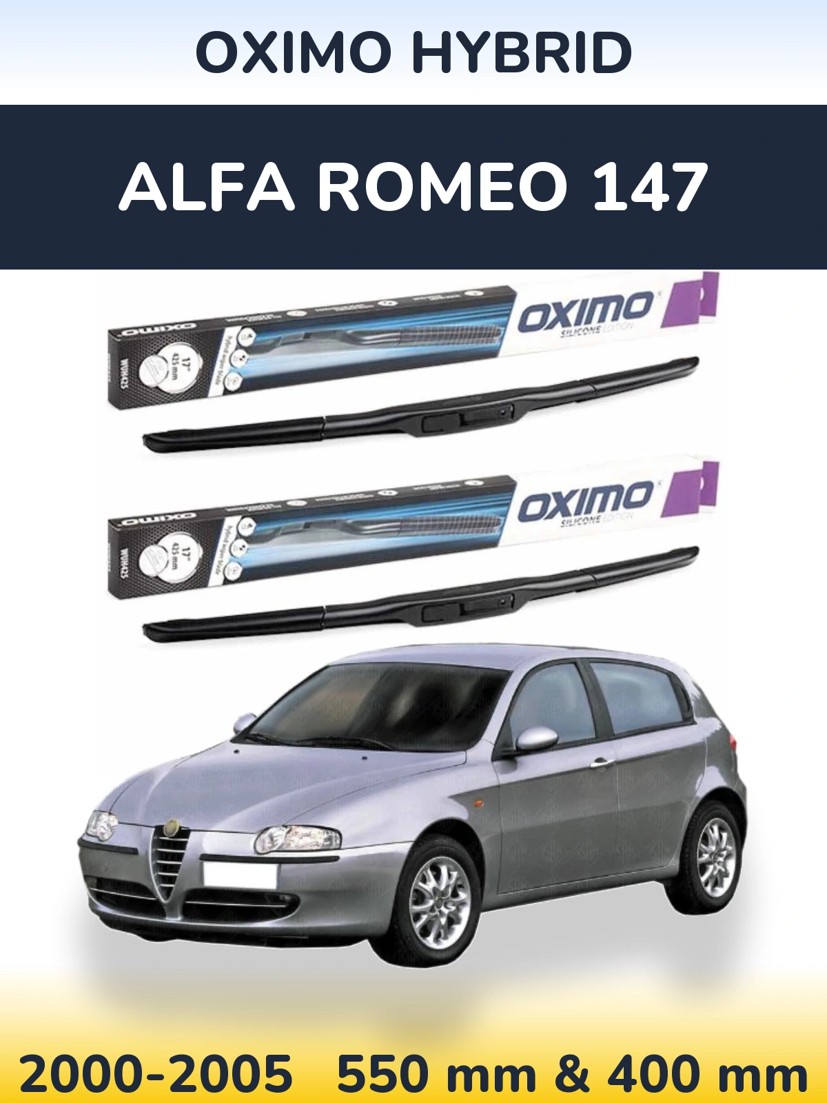Комплект передніх щіток Oximo Hybrid 550 & 400 мм для Alfa Romeo 147 2000-2005