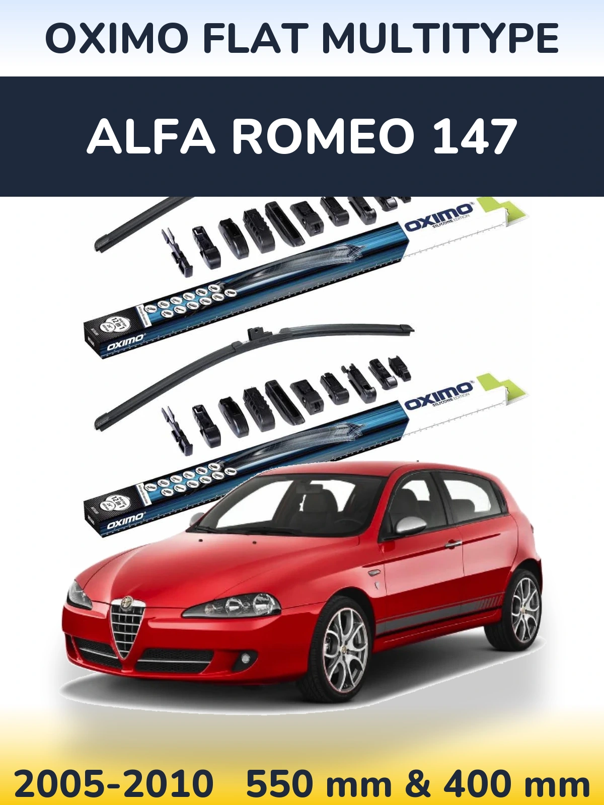 Front wiper blade set Oximo Flat MultiTipoe 550 & 400 mm for Alfa Romeo 147 2005-2010