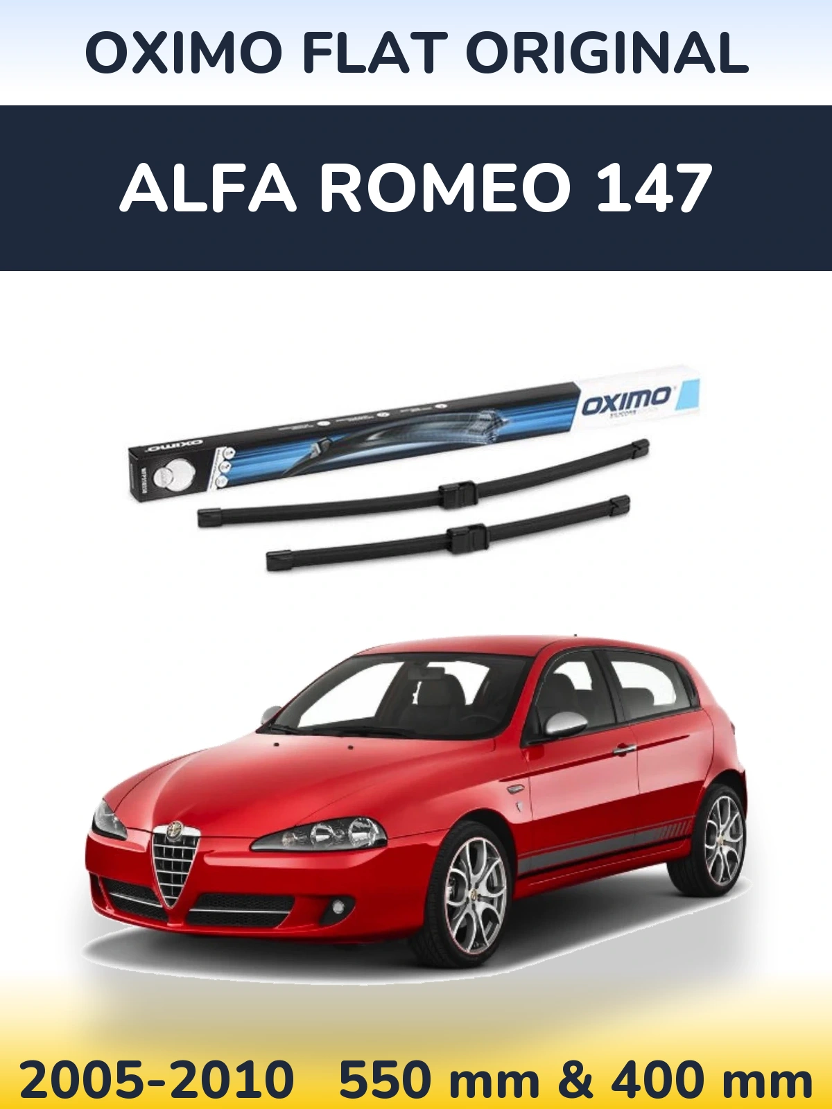 Front wiper blade set Oximo Flat Original 550 & 400 mm for Alfa Romeo 147 2005-2010