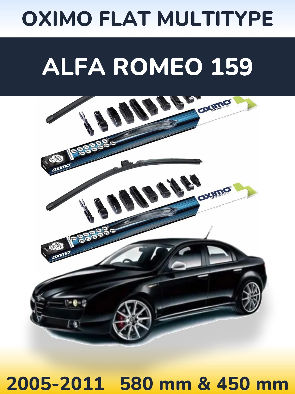 Комплект передних дворников Oximo Flat MultiТипe 580 & 450 мм для Alfa Romeo 159 2005-2011