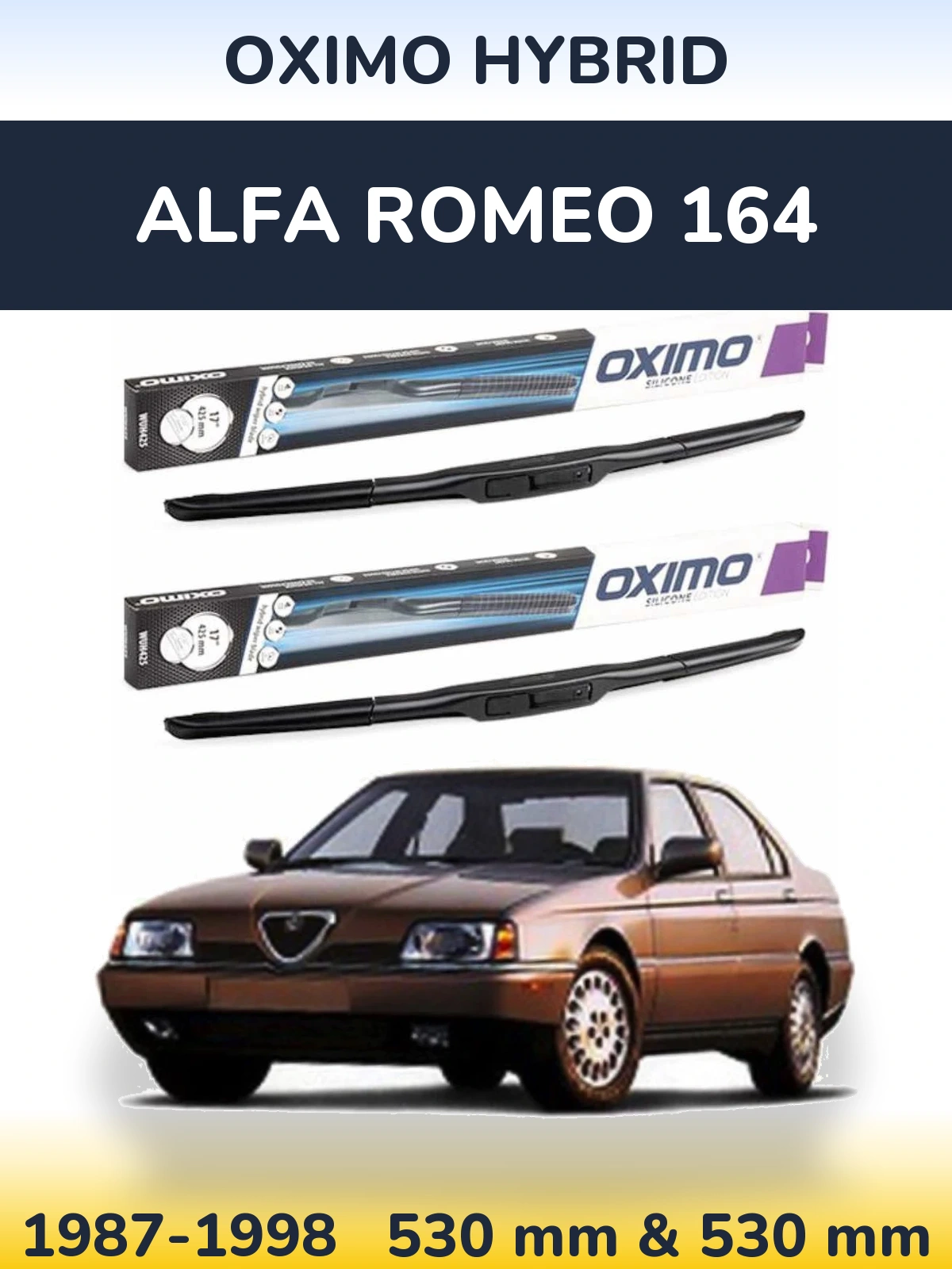 Комплект передних дворников Oximo Hybrid 530 & 530 мм для Alfa Romeo 164 1987-1998