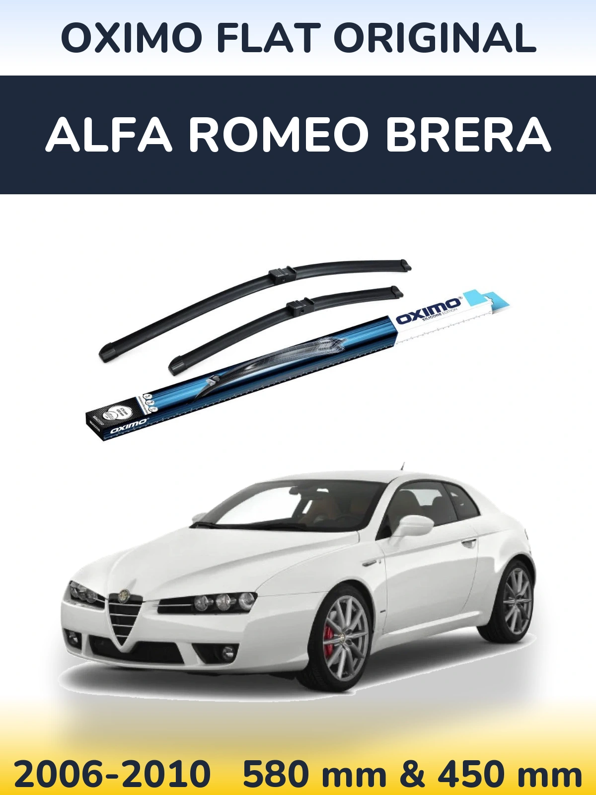 Front wiper blade set Oximo Flat Original 580 & 450 mm for Alfa Romeo Brera 2006-2010