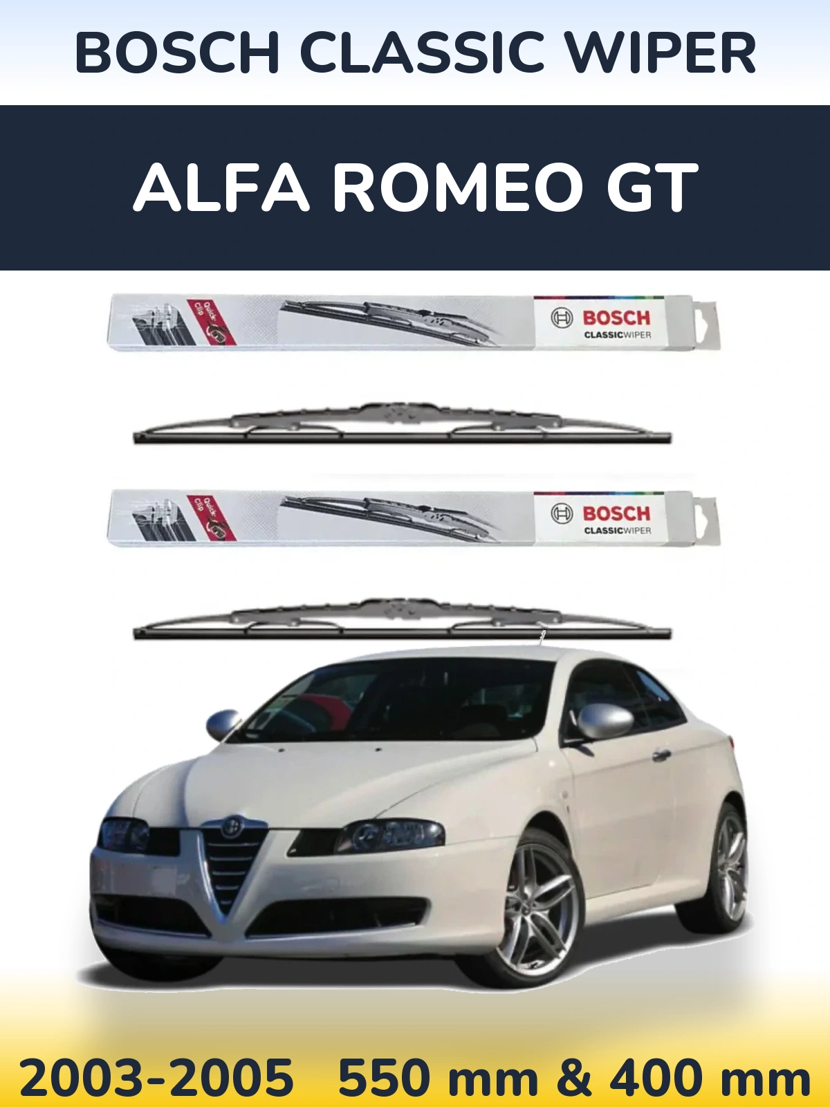 Комплект передних дворников BOSCH Classic Wiper 550 & 400 мм для Alfa Romeo GT 2003-2005