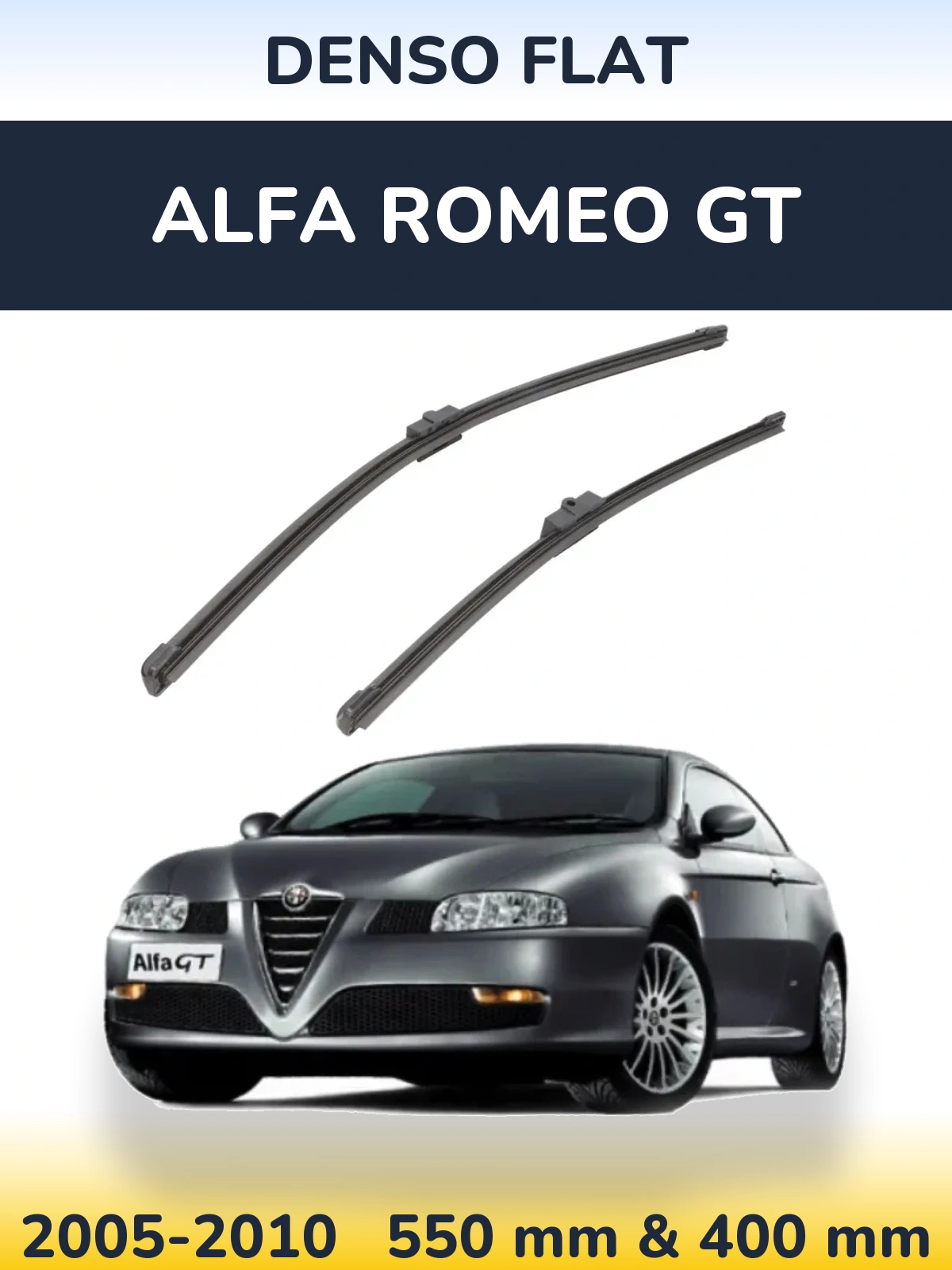 Front wiper blade set Denso Flat 550 & 400 mm for Alfa Romeo GT 2005-2010