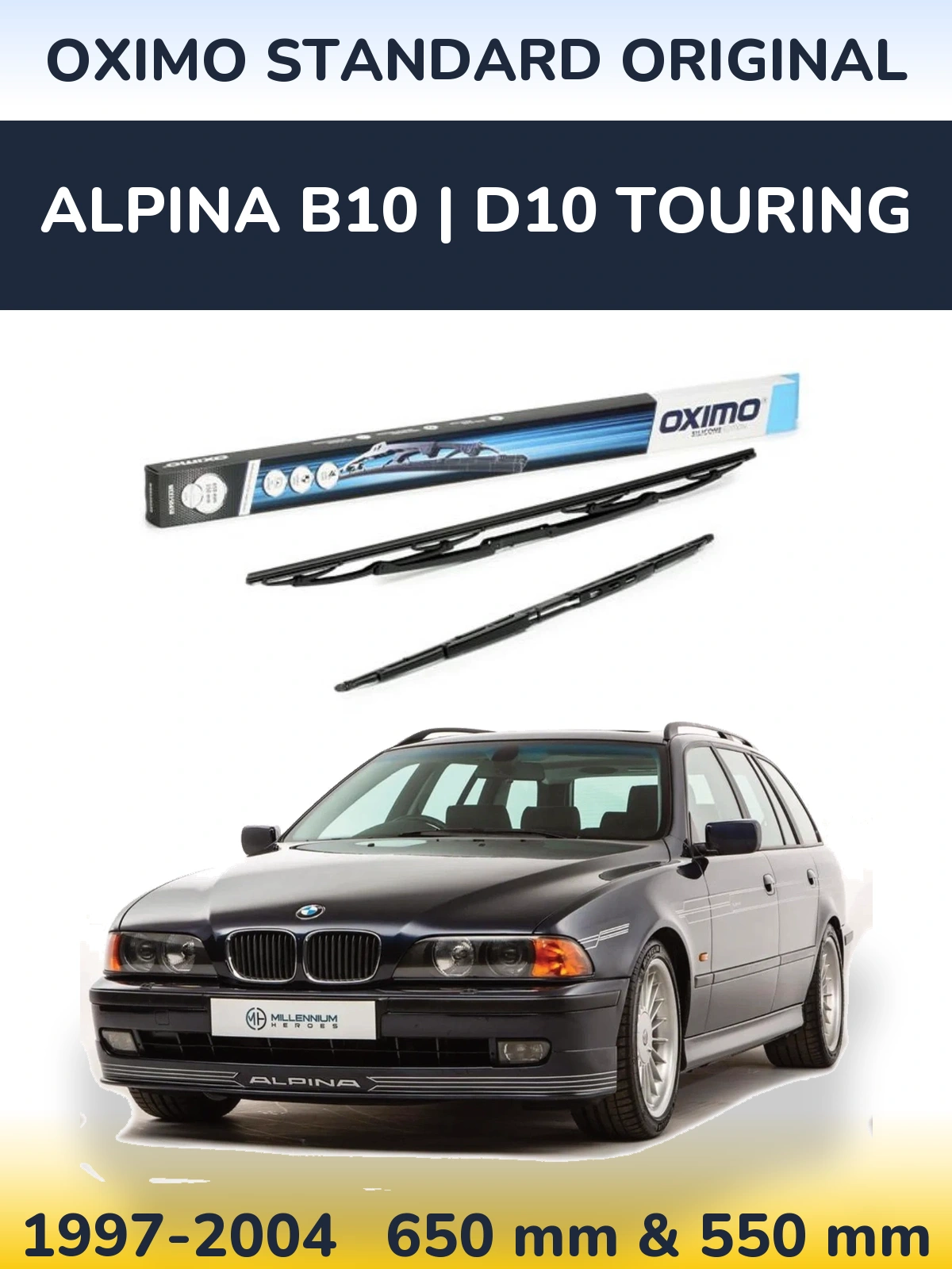 Комплект передніх щіток Oximo Standard Original 650 & 550 мм для Alpina B10 | D10 Touring 1997-2004