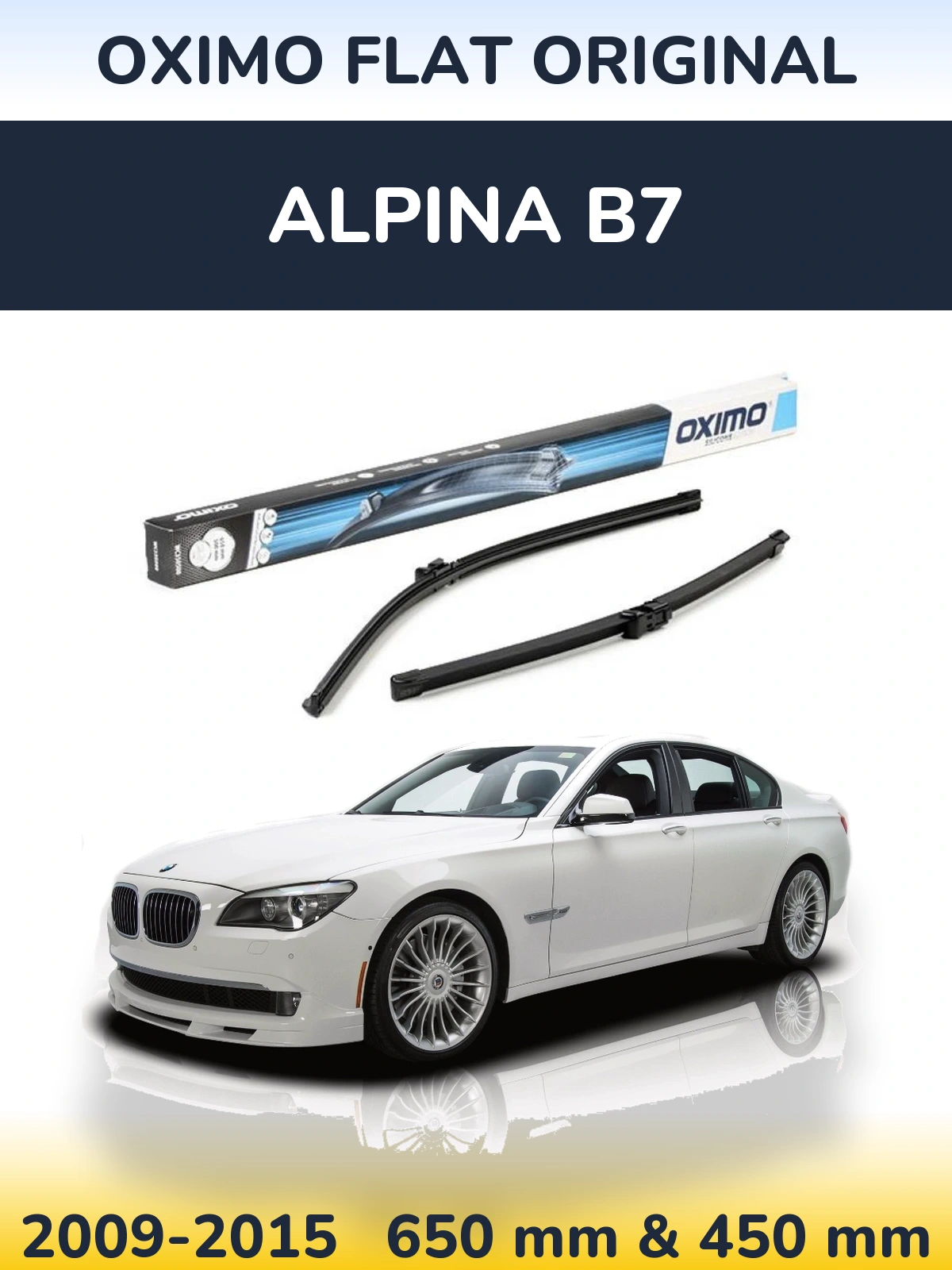 Front wiper blade set Oximo Flat Original 650 & 450 mm for Alpina B7 2009-2015