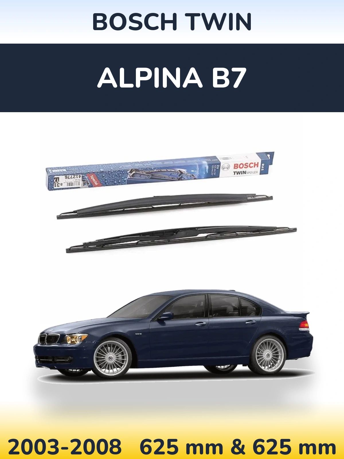 Front wiper blade set BOSCH Twin 625 & 625 mm for Alpina B7 2003-2008