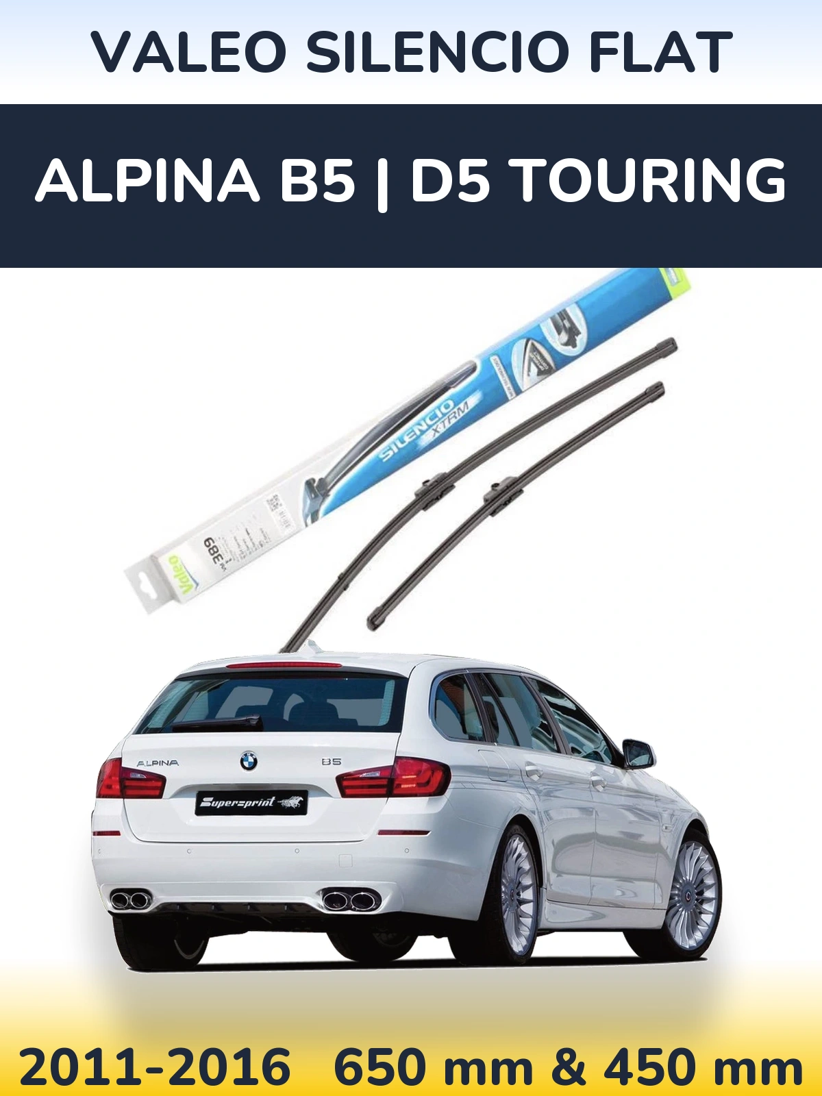 Комплект передніх щіток Valeo Silencio Flat 650 & 450 мм для Alpina B5 | D5 Touring 2011-2016