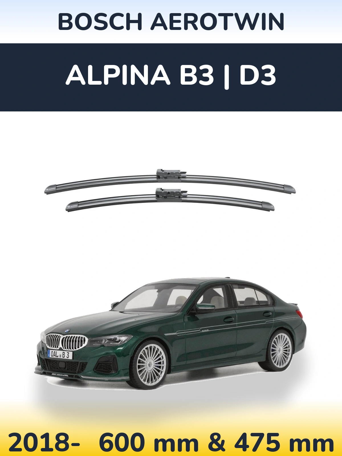 Front wiper blade set BOSCH AeroTwin 600 & 475 mm for Alpina B3 | D3 2018-2026