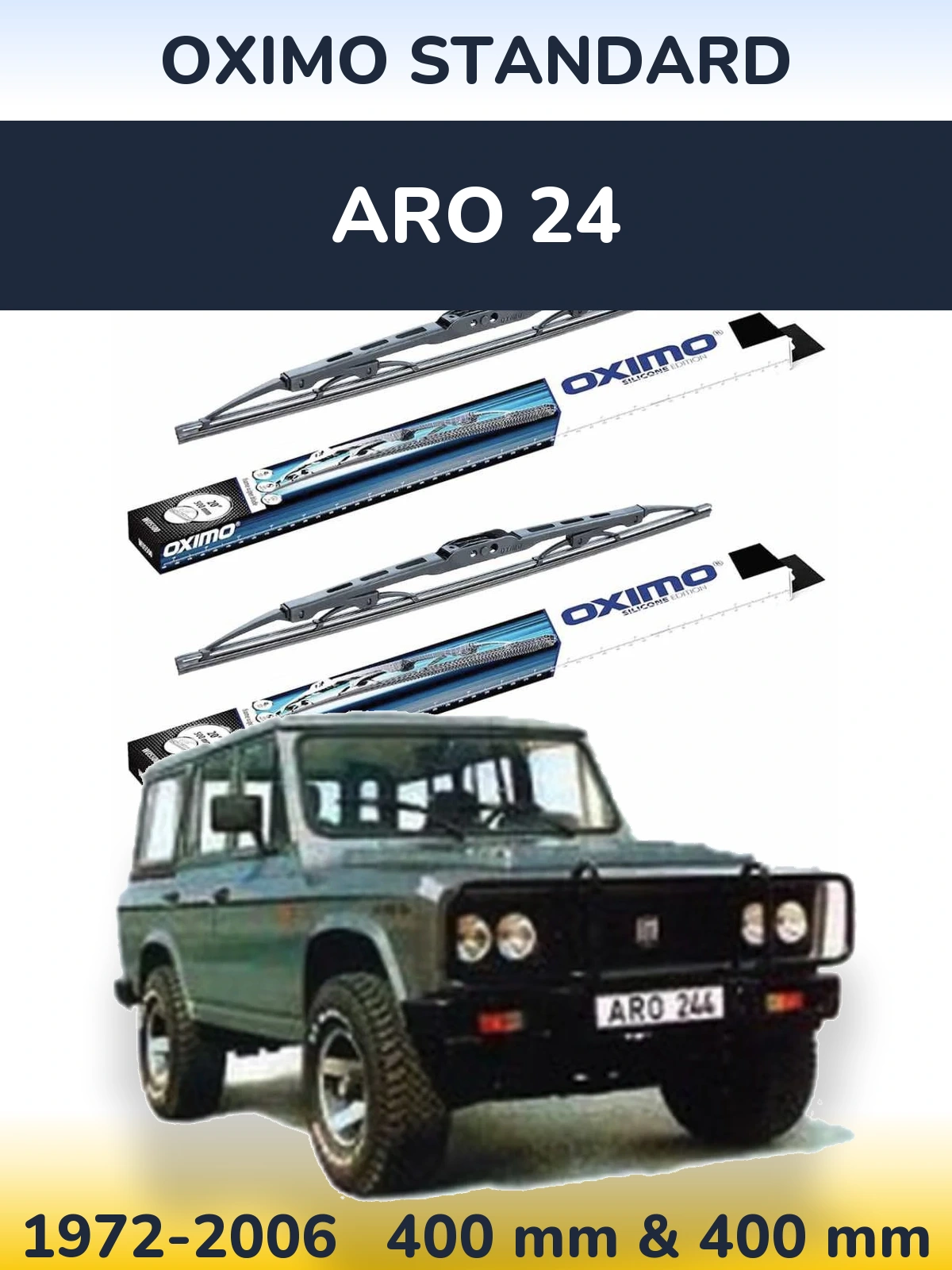 Front wiper blade set Oximo Standard 400 & 400 mm for ARO 24 1972-2006