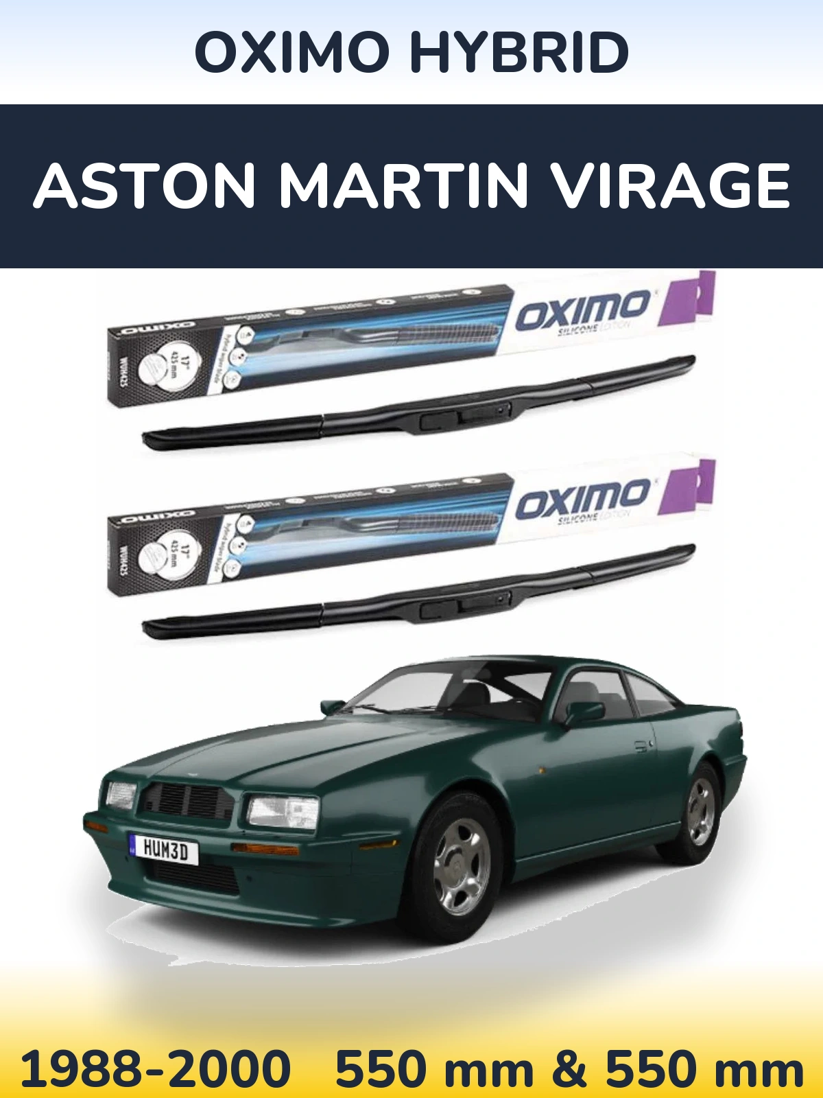 Front wiper blade set Oximo Hybrid 550 & 550 mm for Aston Martin Virage 1988-2000