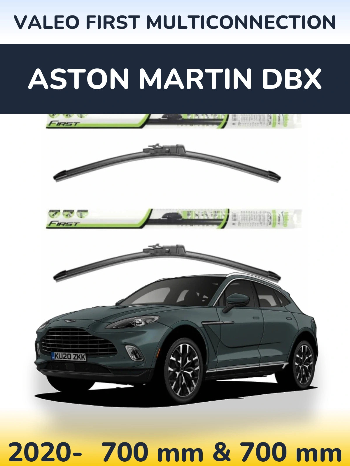 Front wiper blade set Valeo First MultiConnection 700 & 700 mm for Aston Martin DBX 2020-2026