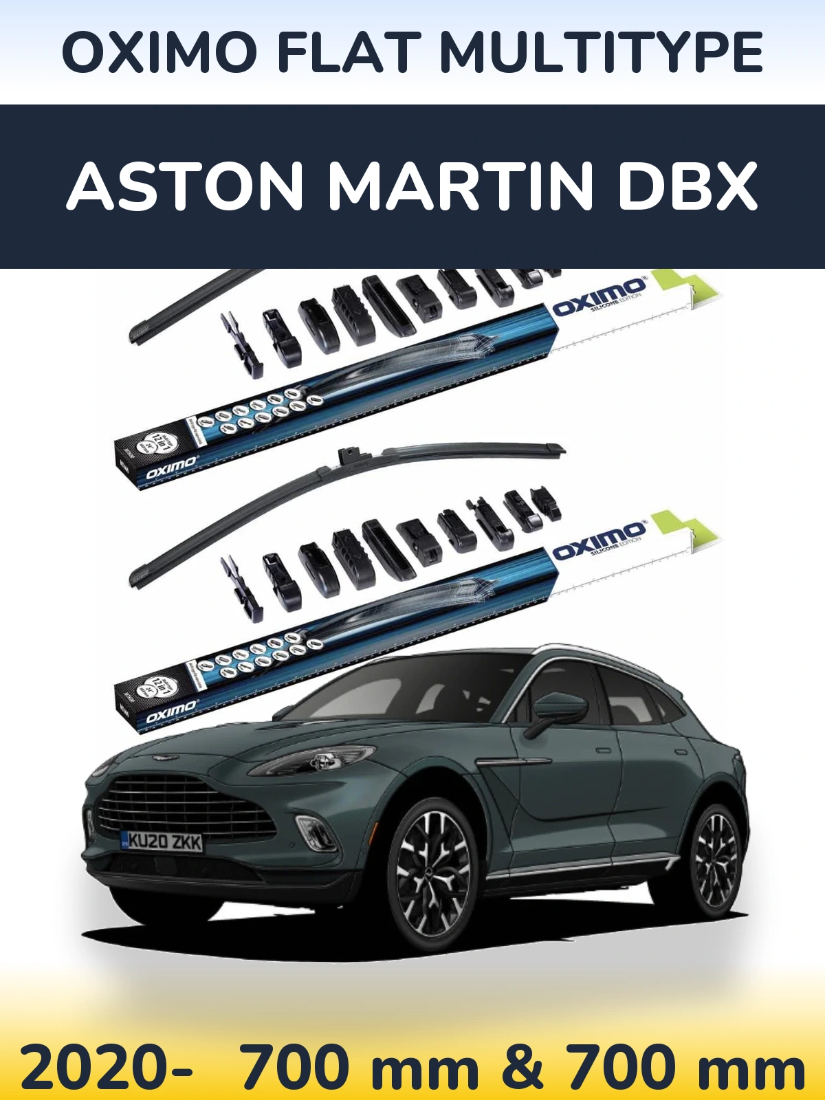 Комплект передніх щіток Oximo Flat MultiТипe 700 & 700 мм для Aston Martin DBX 2020-2026