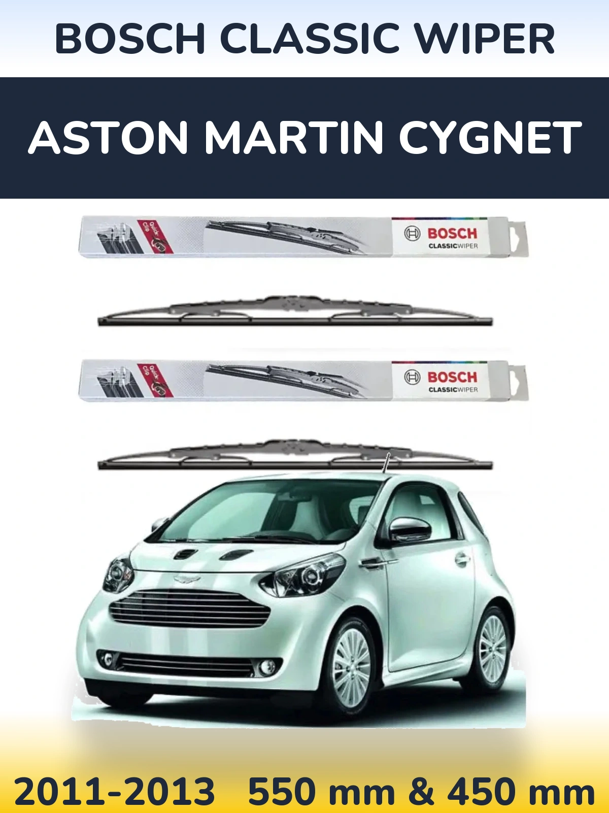 Комплект передніх щіток BOSCH Classic Wiper 550 & 450 мм для Aston Martin Cygnet 2011-2013
