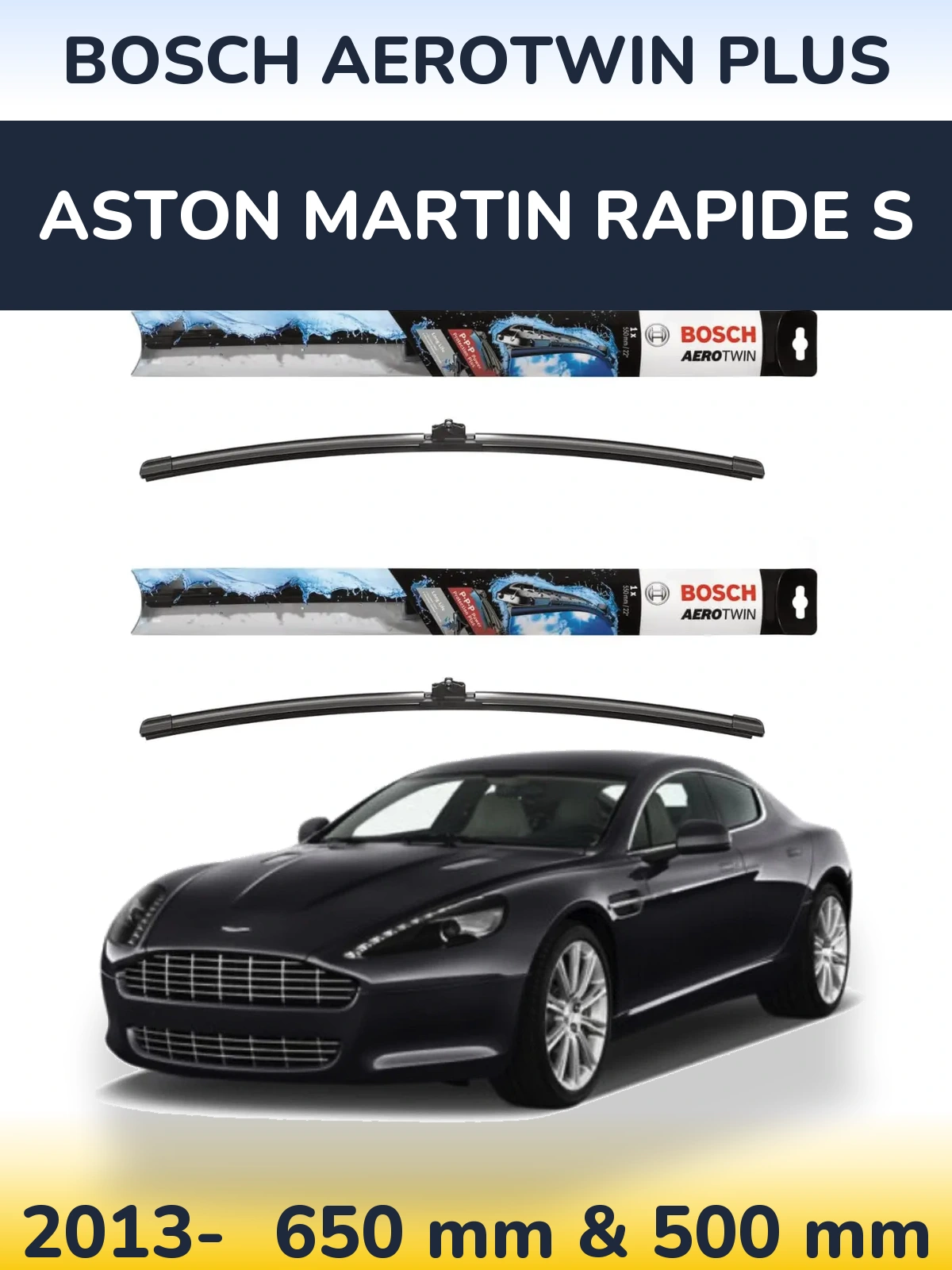 Комплект передних дворников BOSCH AeroTwin Plus 650 & 500 мм для Aston Martin Rapide S 2013-2026