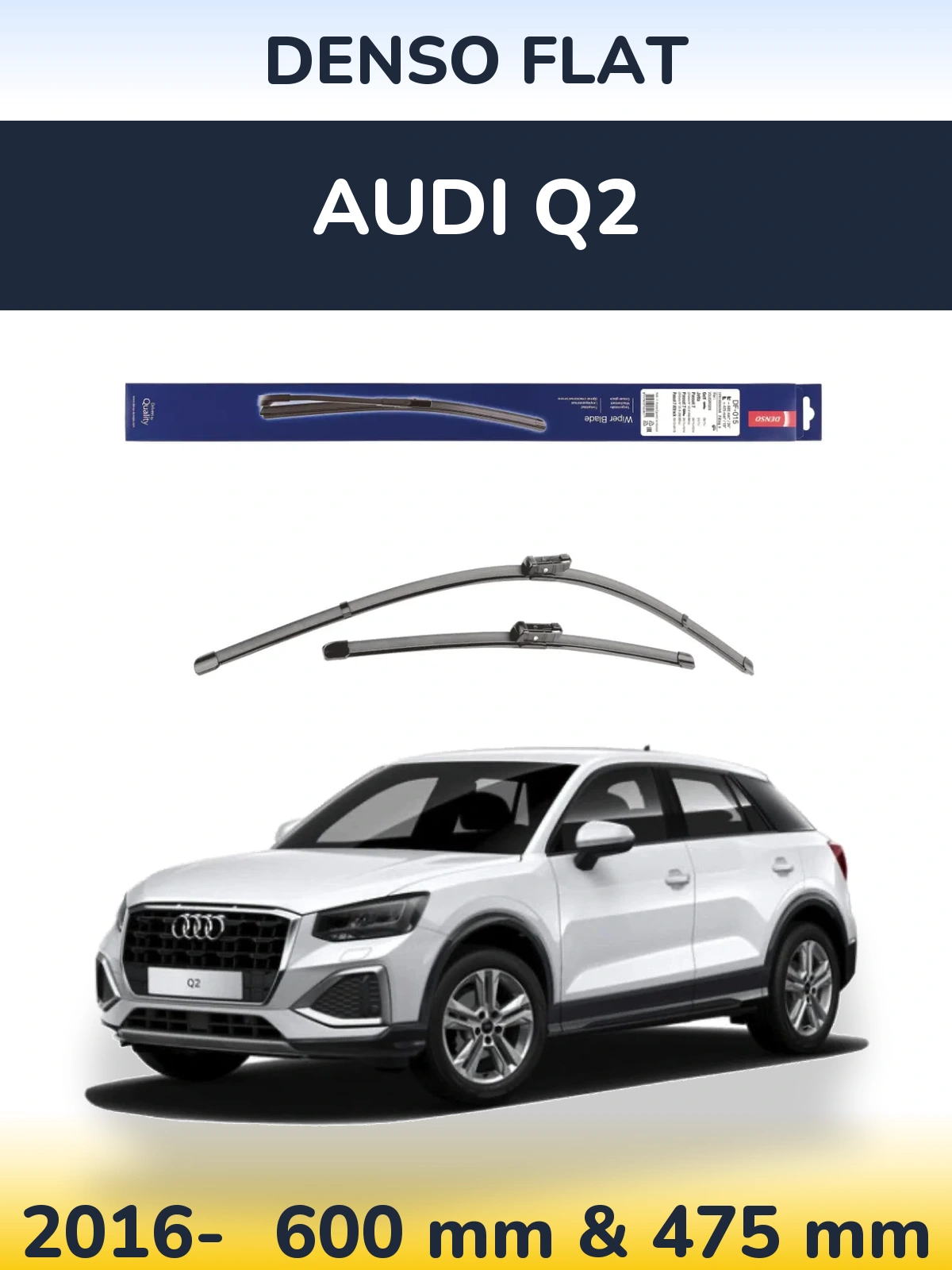 Комплект передних дворников Denso Flat 600 & 475 мм для Audi Q2 2016-2026
