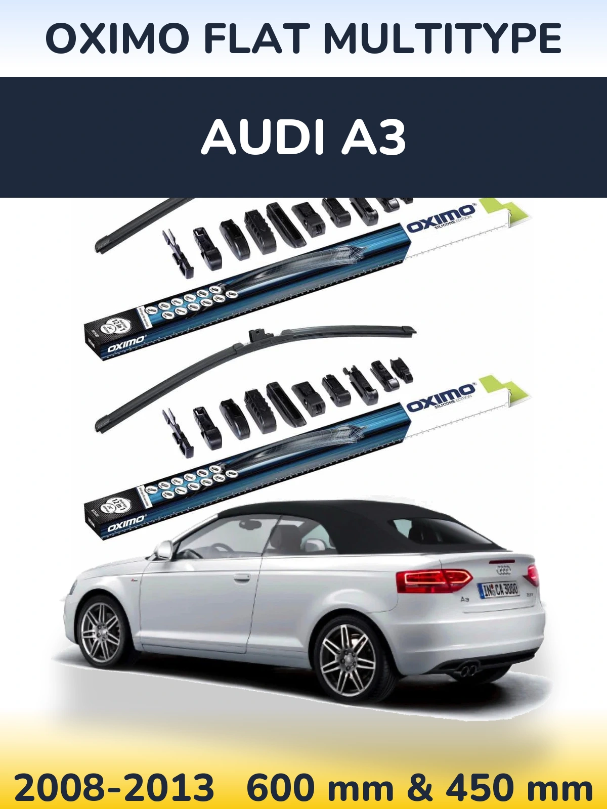 Front wiper blade set Oximo Flat MultiTipoe 600 & 450 mm for Audi A3 2008-2013