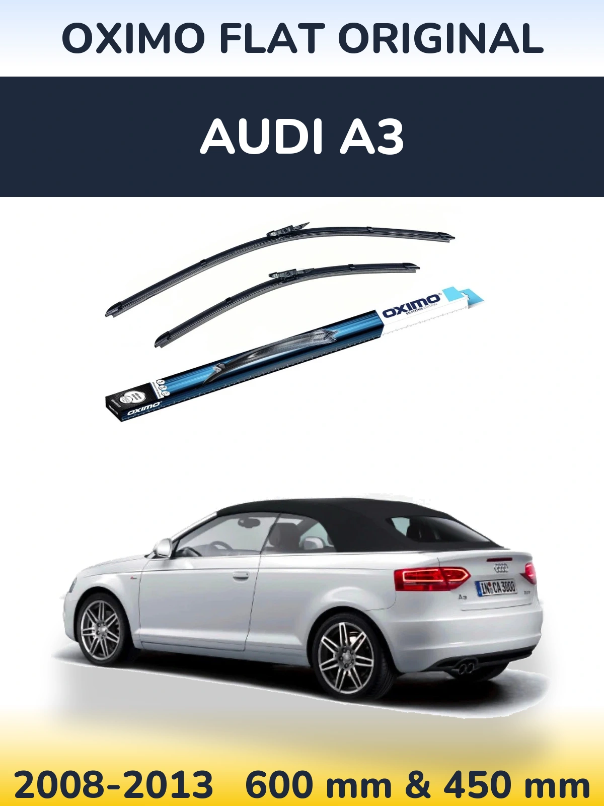 Front wiper blade set Oximo Flat Original 600 & 450 mm for Audi A3 2008-2013