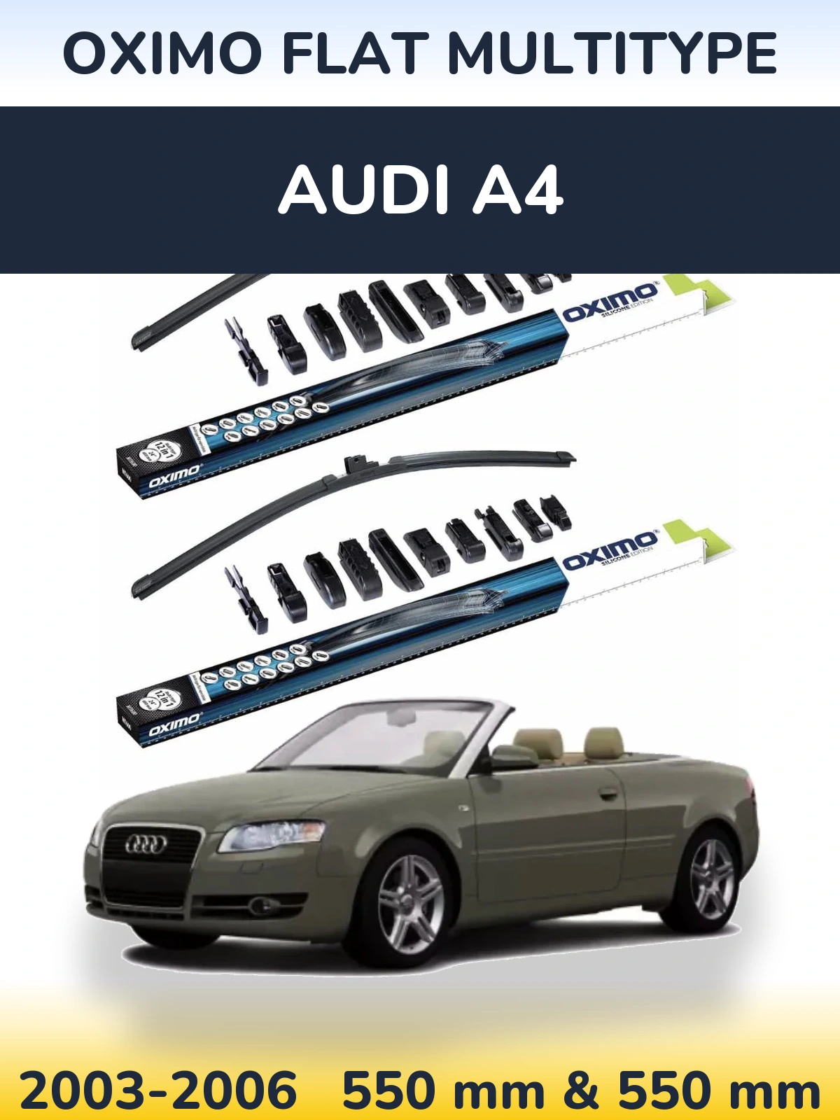 Front wiper blade set Oximo Flat MultiTipoe 550 & 550 mm for Audi A4 2003-2006