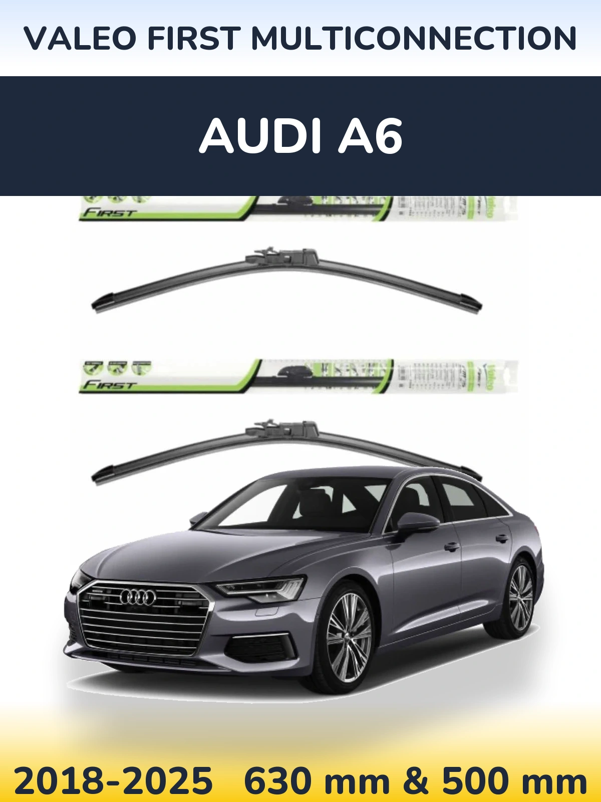 Front wiper blade set Valeo First MultiConnection 600 & 500 mm for Audi A6 2018-2025