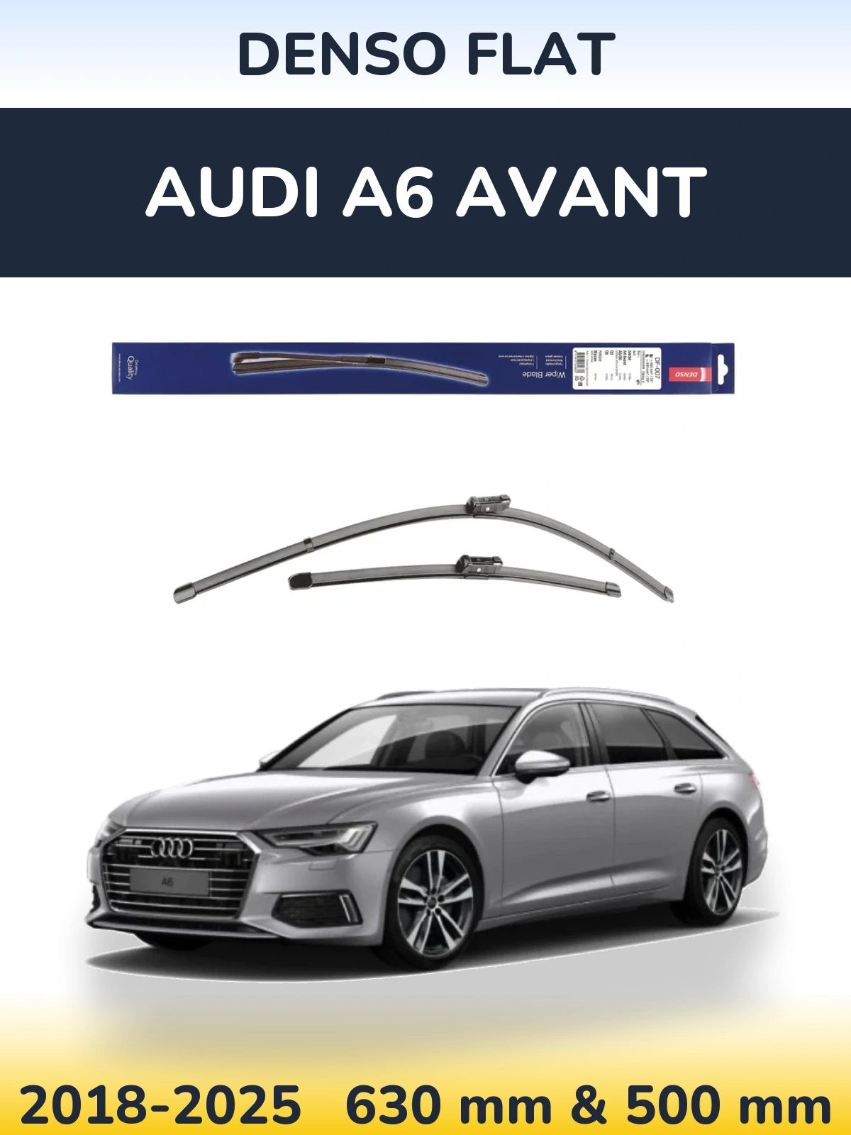 Комплект передних дворников Denso Flat 600 & 500 мм для Audi A6 Avant 2018-2025