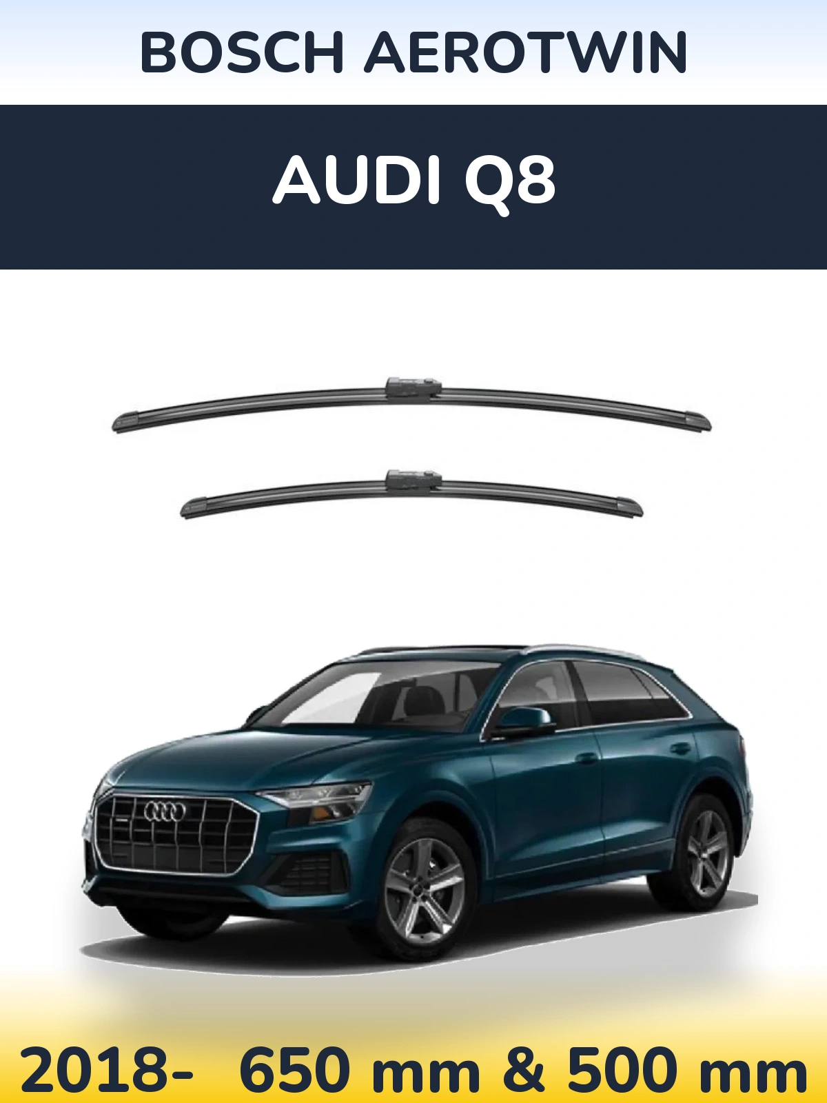 Front wiper blade set BOSCH AeroTwin 650 & 500 mm for Audi Q8 2018-2026