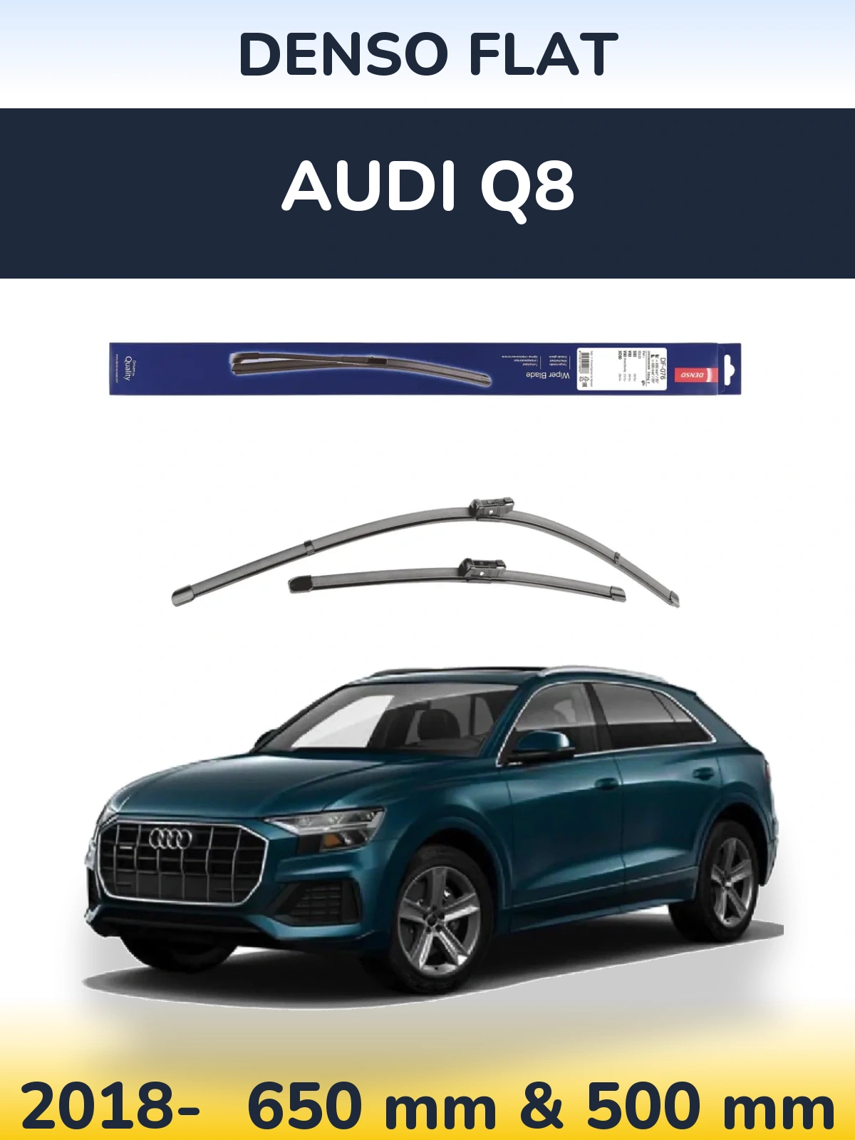 Комплект передних дворников Denso Flat 630 & 500 мм для Audi Q8 2018-2026