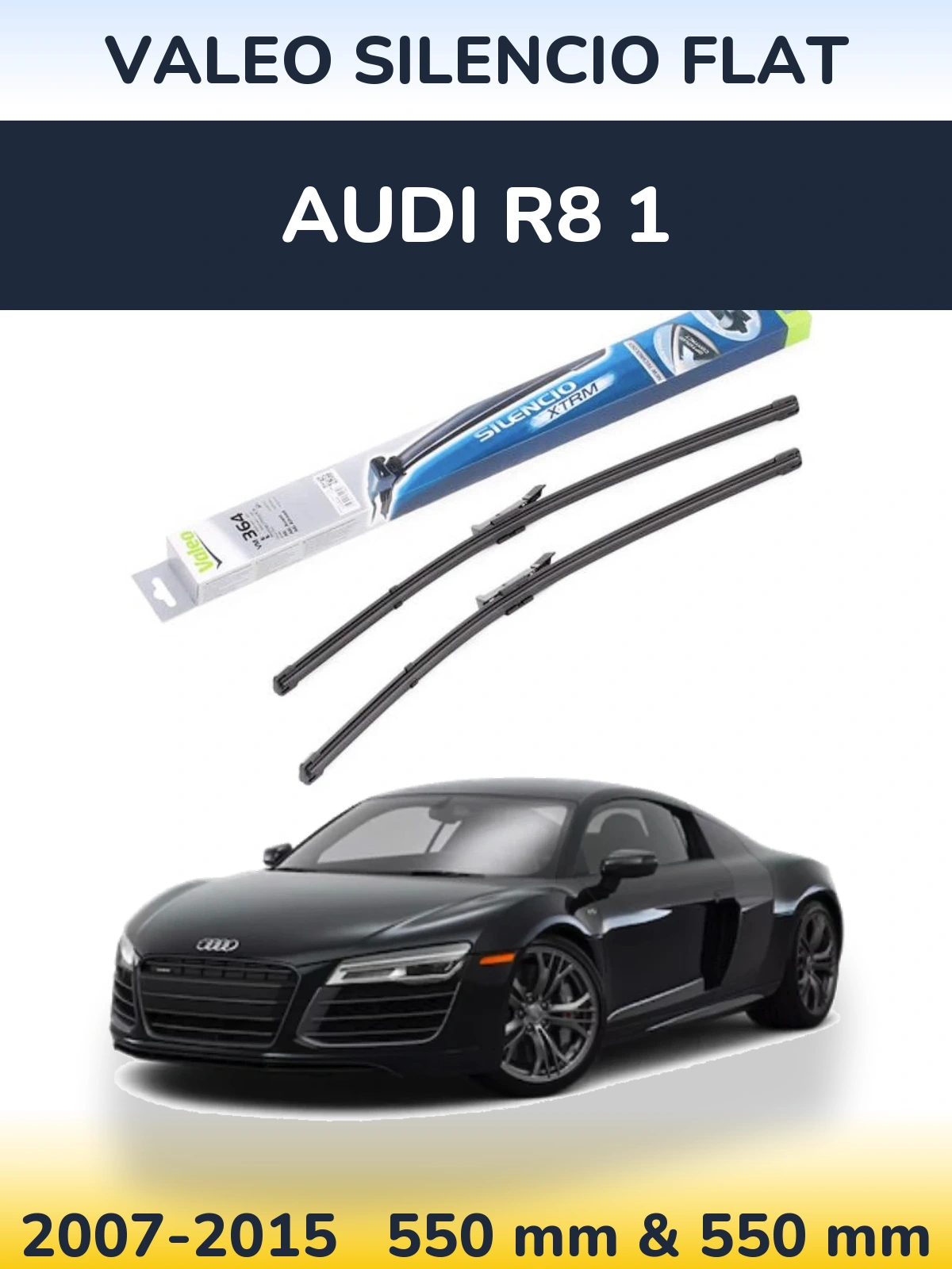 Front wiper blade set Valeo Silencio Flat 550 & 550 mm for Audi R8 1 2007-2015