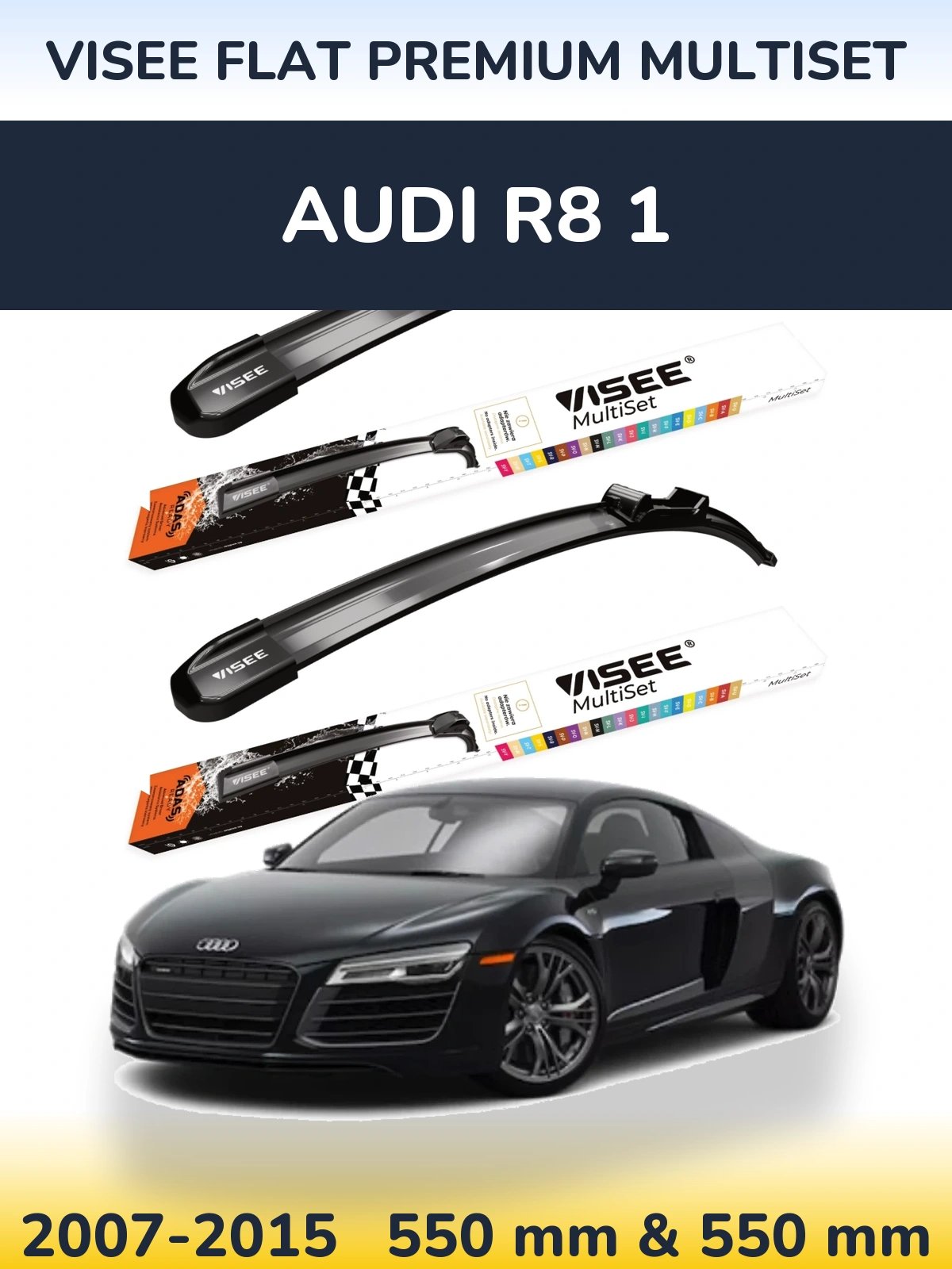 Комплект передних дворников VISEE FLAT PREMIUM MultiSet 550 & 550 мм для Audi R8 1 2007-2015