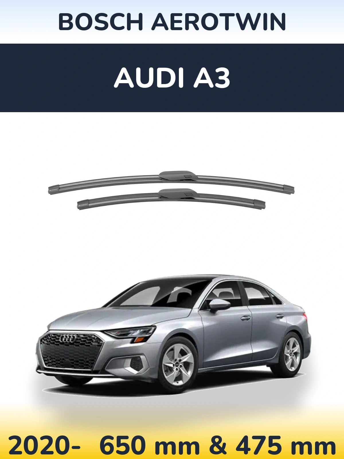 Комплект передніх щіток BOSCH AeroTwin 650 & 475 мм для Audi A3 2020-2026