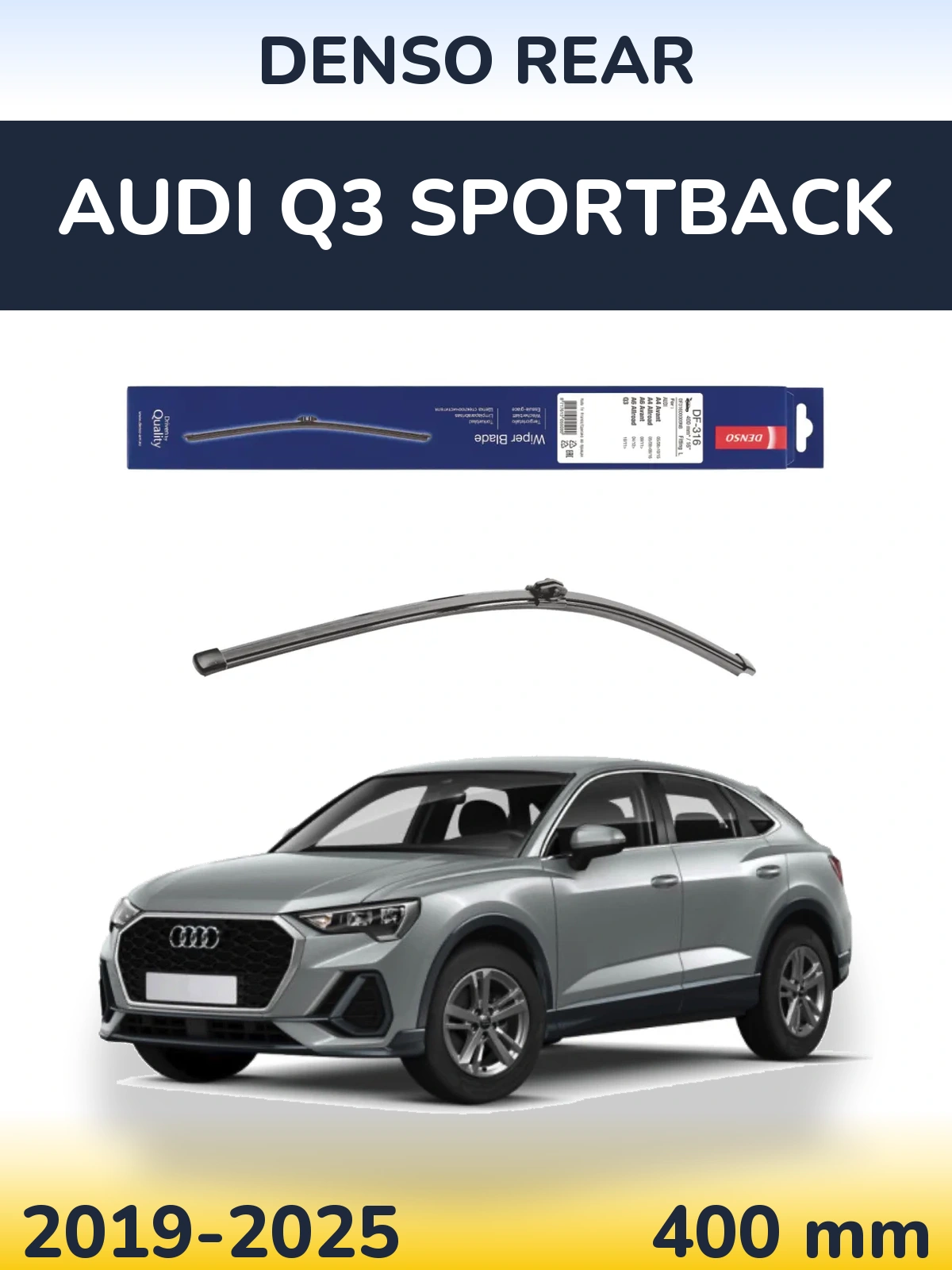 Rear wiper blade Denso Rear 400 mm for Audi Q3 Sportback 2019-2025