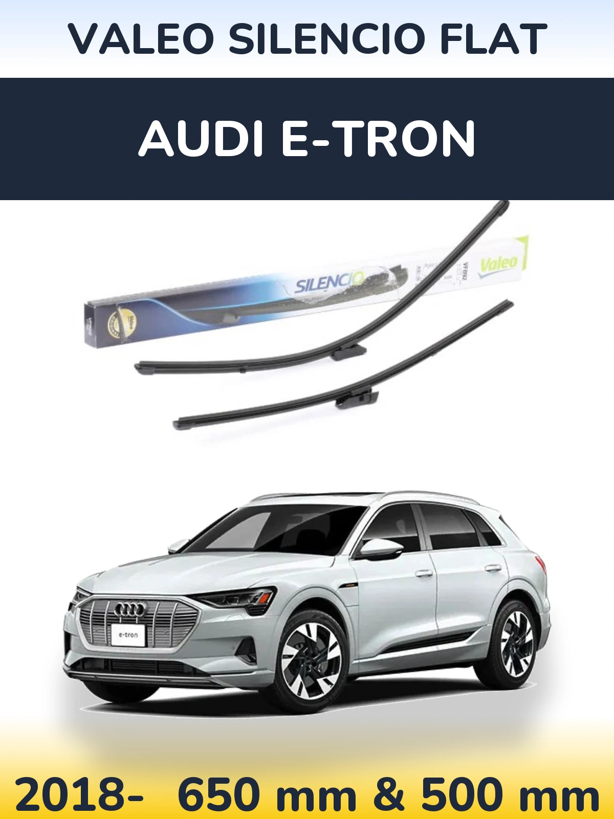 Front wiper blade set Valeo Silencio Flat 630 & 500 mm for Audi e-tron 2018-2026